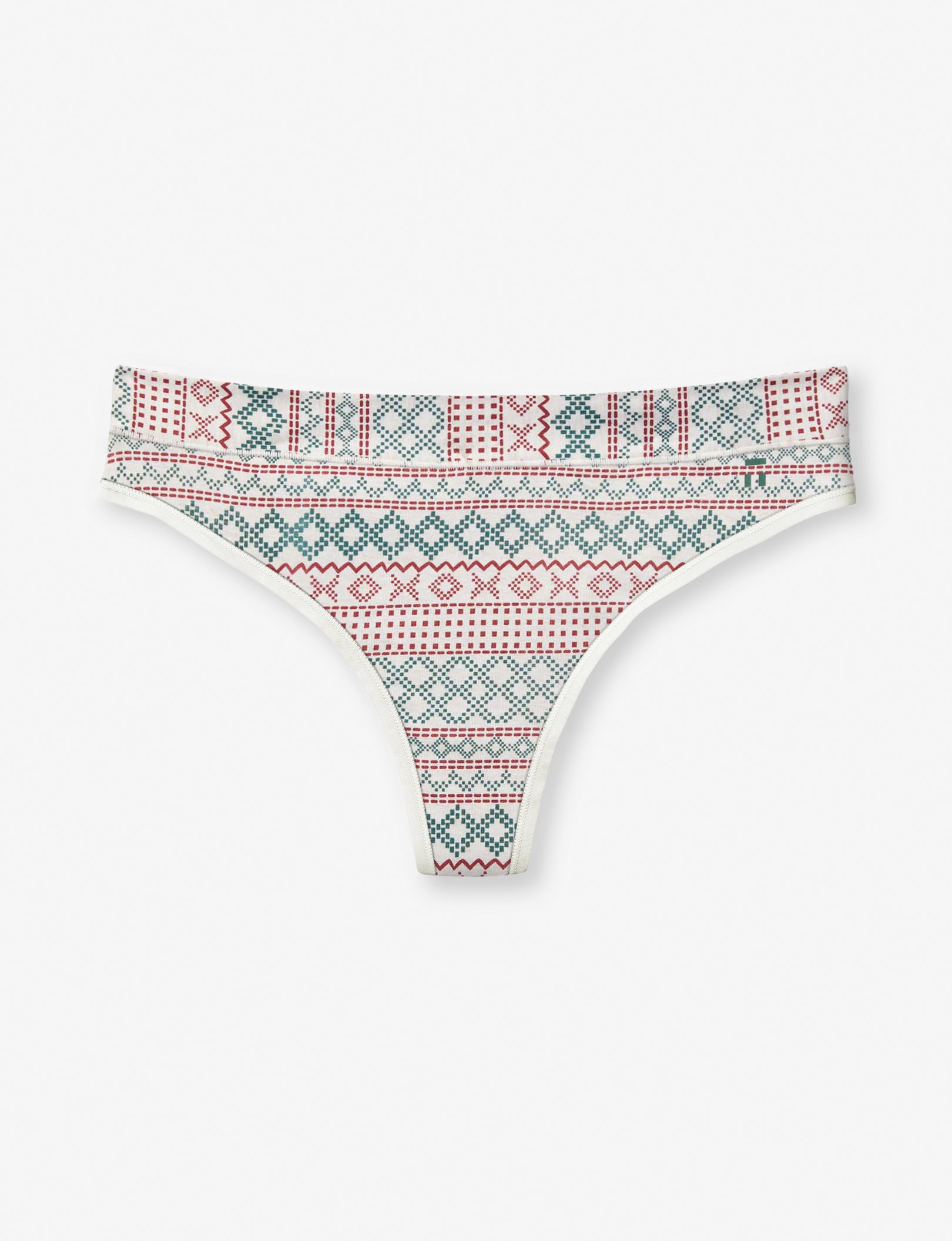Women's Cool Cotton Thong::Oatmeal Stitch Fair-Isle