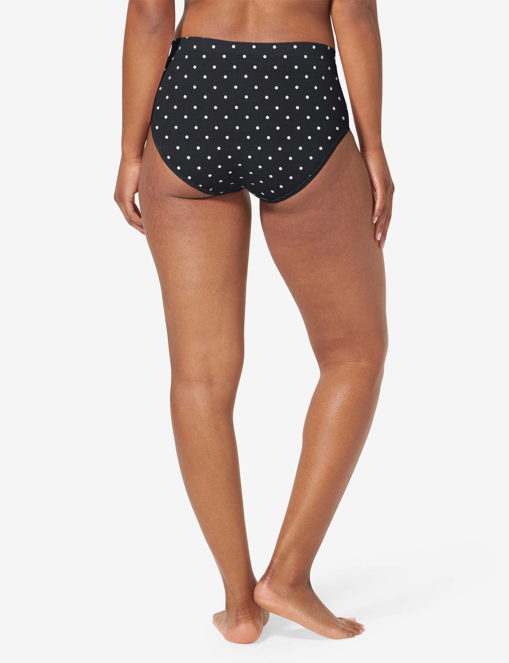 Women's Cool Cotton High Rise Brief::Black Polka Dot
