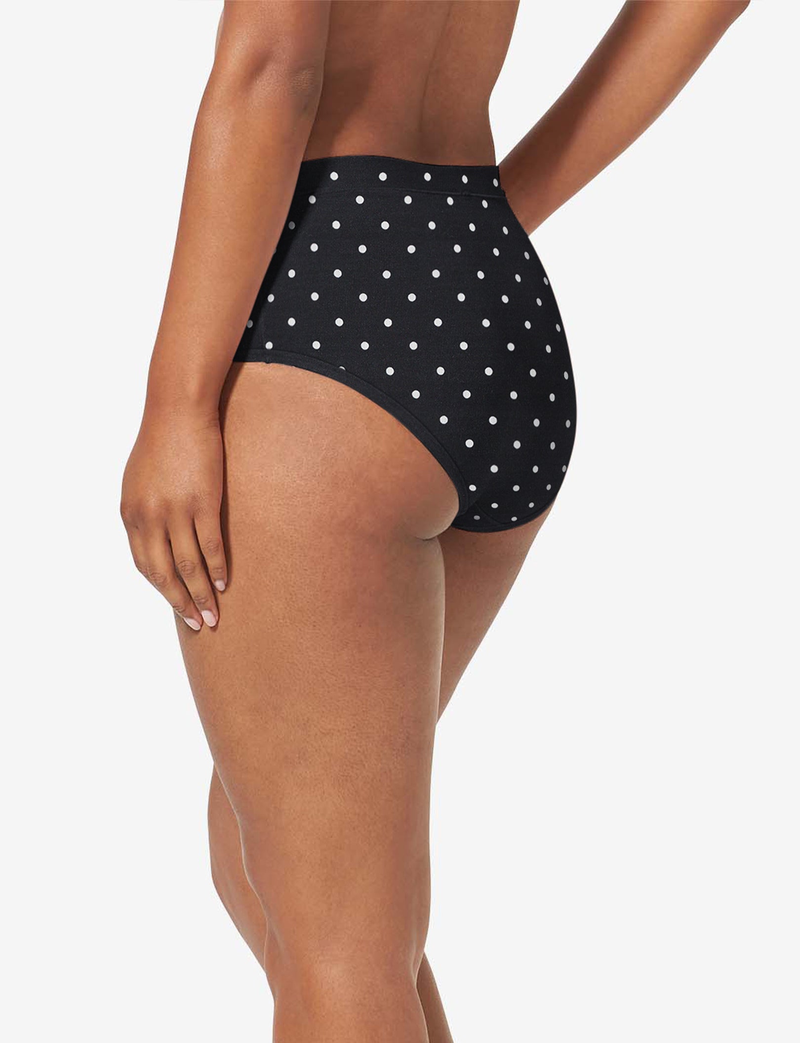 Women's Cool Cotton High Rise Brief::Black Polka Dot