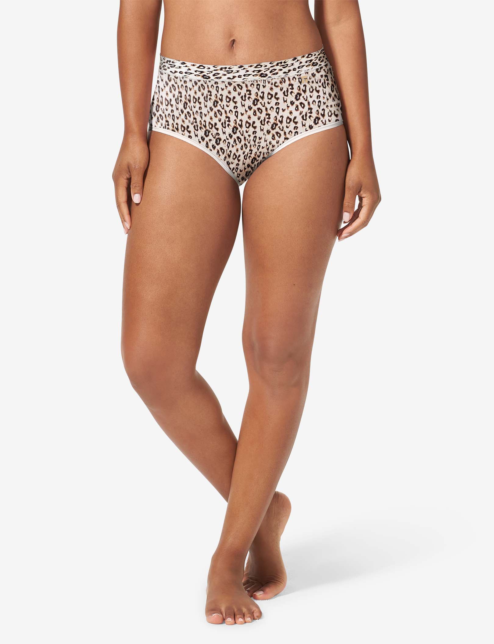 Women's Cool Cotton High Rise Brief::Natural Leopard