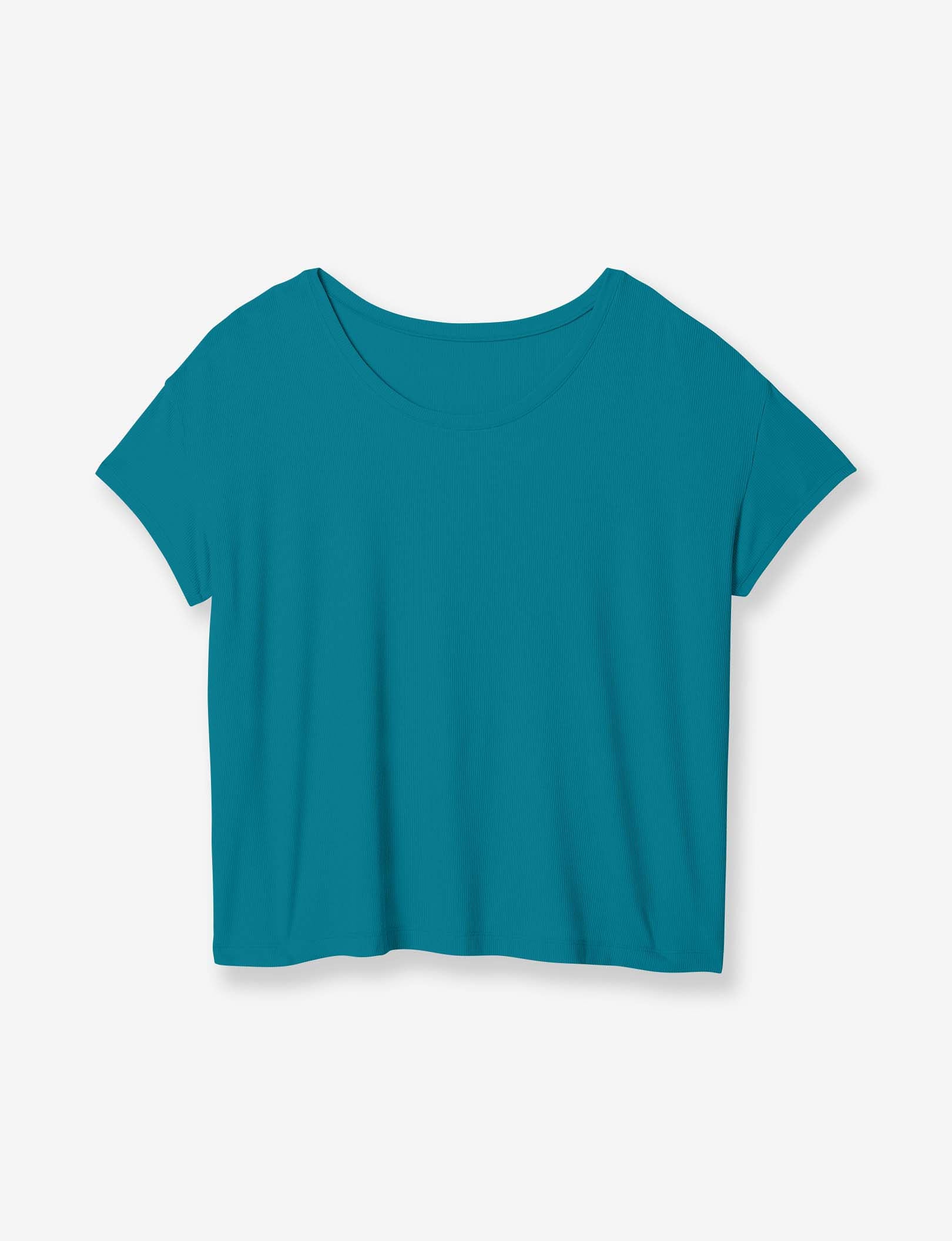 Women's Second Skin Micro Rib Sleep Tee::Deep Teal Rib