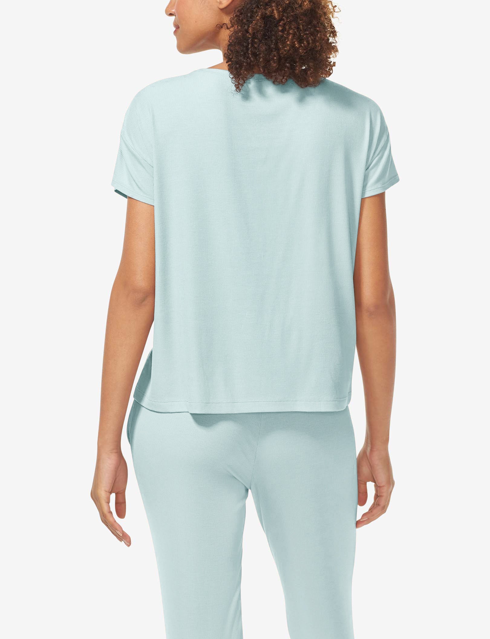 Women's Second Skin Micro Rib Sleep Tee::Blue Haze Rib
