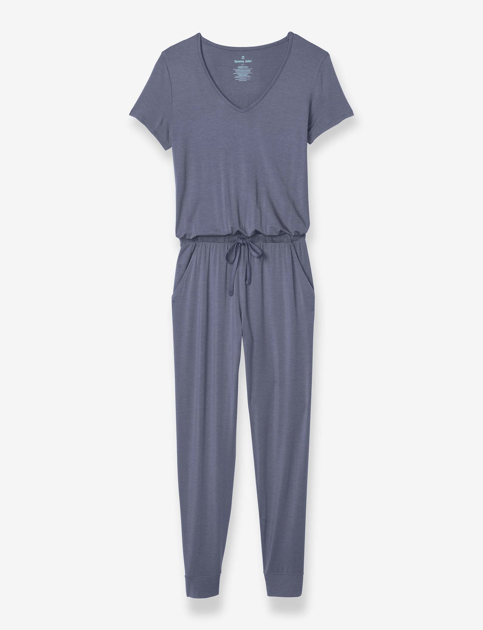 Women's Short Sleeve Lounge Jumpsuit::Folkstone Gray