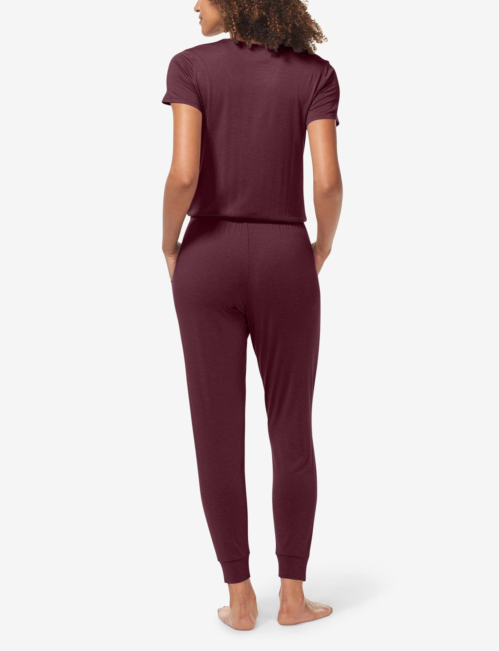 Women's Short Sleeve Lounge Jumpsuit::Winetasting