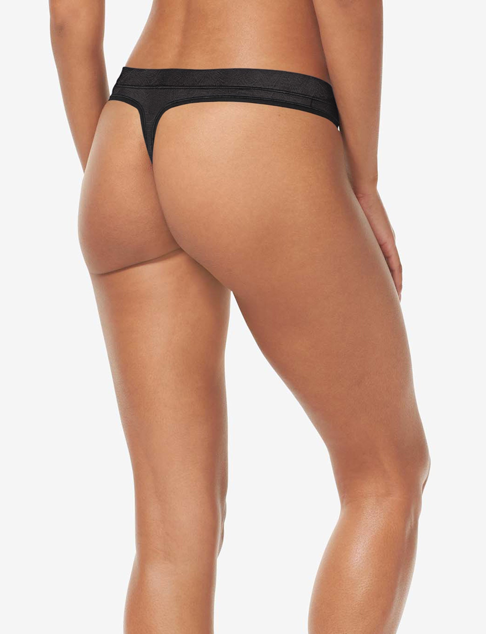 Women's Second Skin Comfort Lace Thong::Black Lace