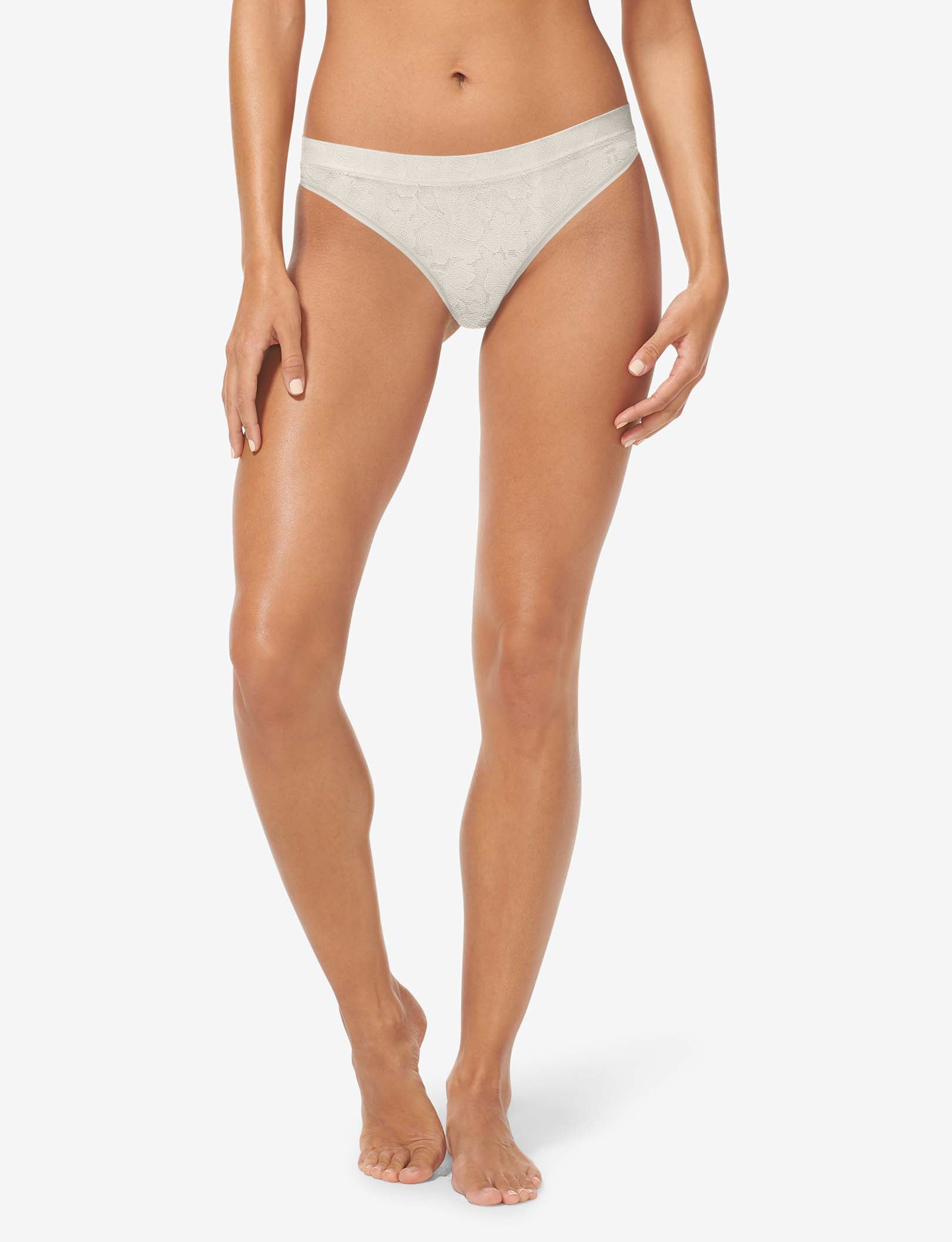 Women's Second Skin Comfort Lace Thong::Silver Gray Lace