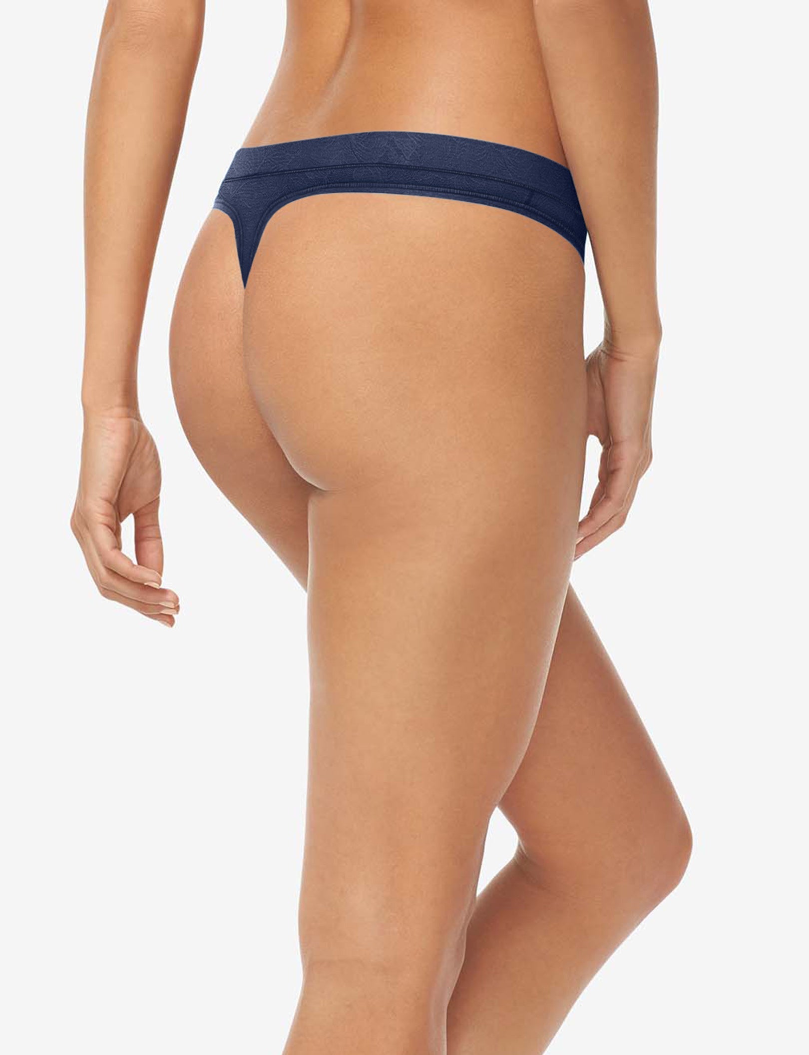 Women's Second Skin Comfort Lace Thong::Dress Blues Lace