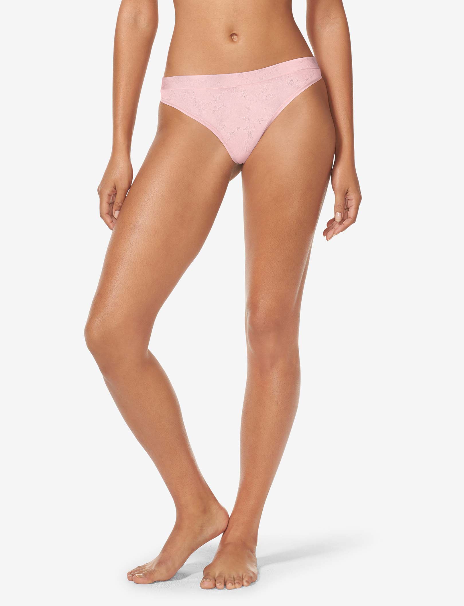Women's Second Skin Comfort Lace Thong::Peachskin Lace