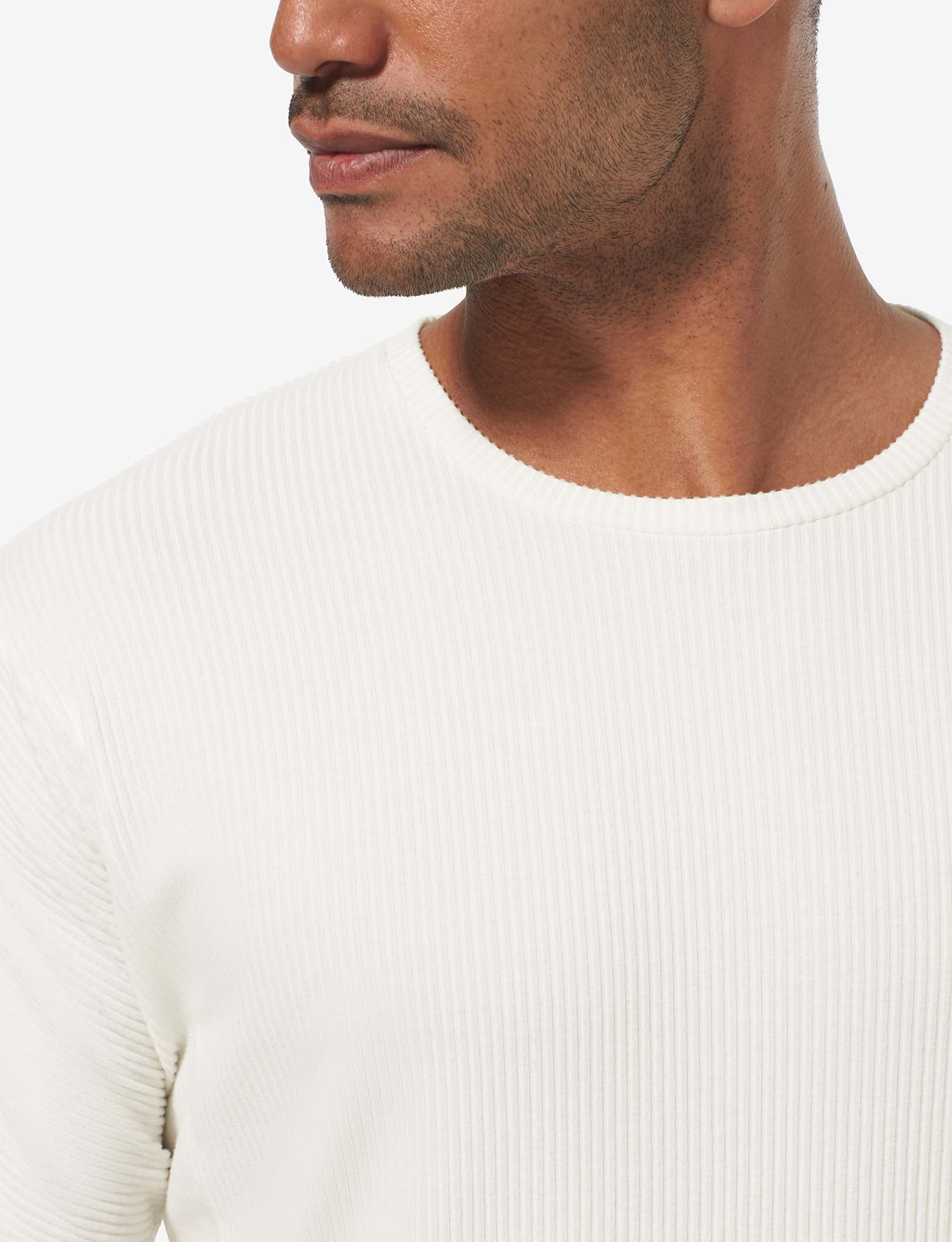 Zen Ribbed Crew Neck Tee::Coconut Milk
