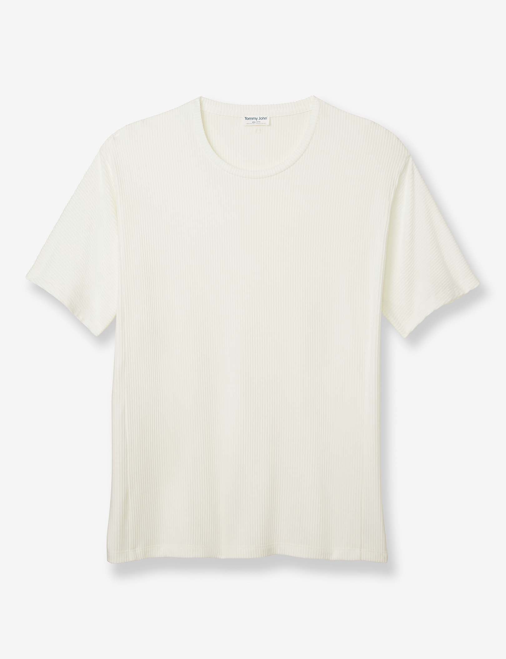 Zen Ribbed Crew Neck Tee::Coconut Milk
