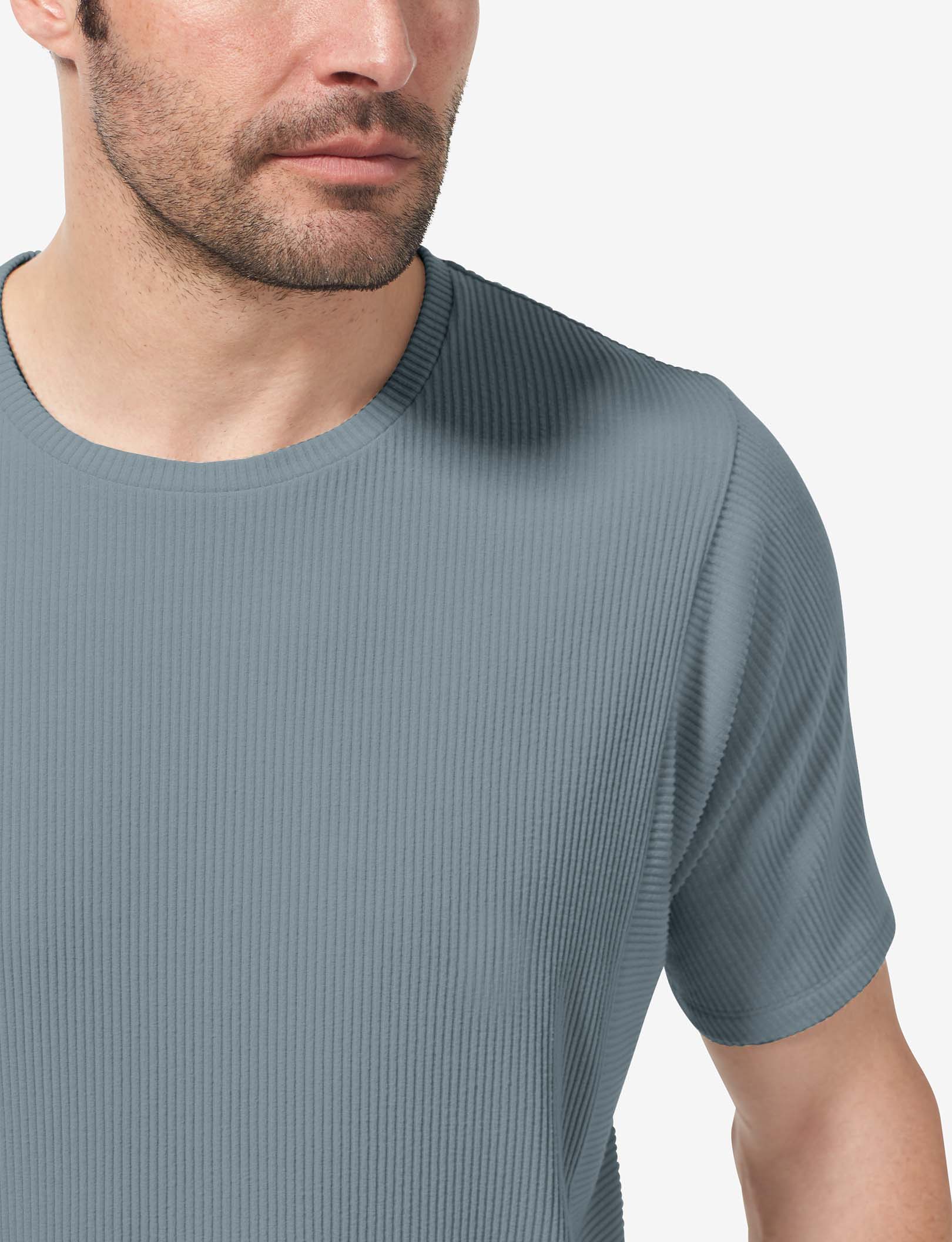 Zen Ribbed Crew Neck Tee::Lead
