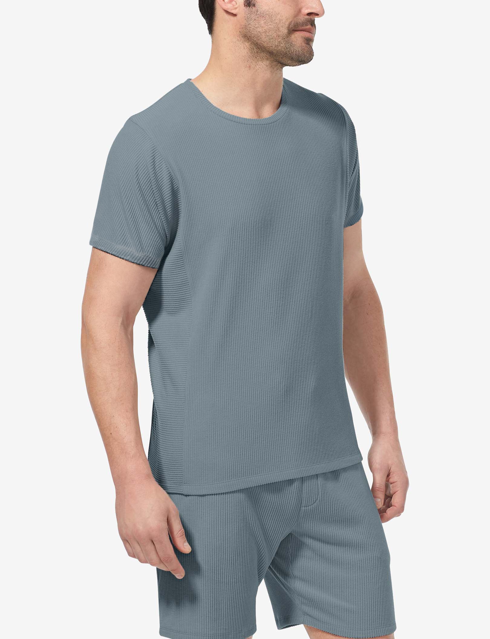 Zen Ribbed Crew Neck Tee::Lead