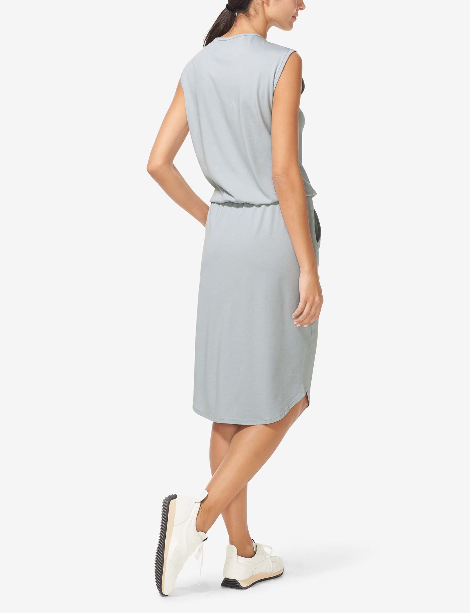 Women's Second Skin Cinched Waist Dress::Pearl Blue
