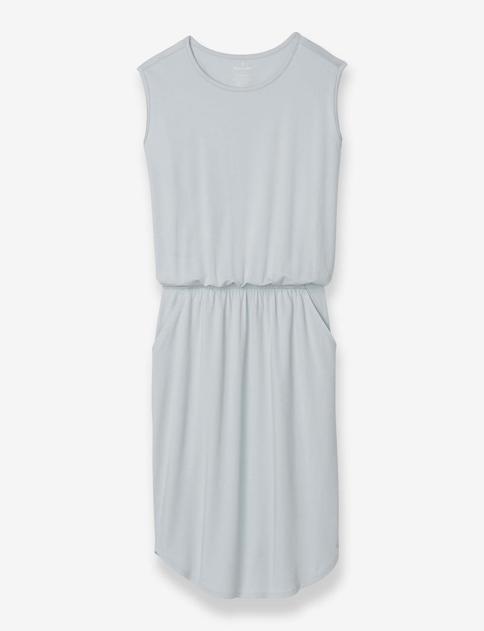 Women's Second Skin Cinched Waist Dress::Pearl Blue