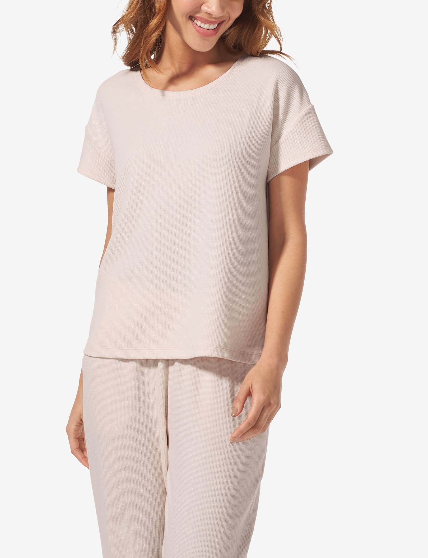 Women's Zen Waffle Tee & Jogger Set::Pastel Parchment Waffle