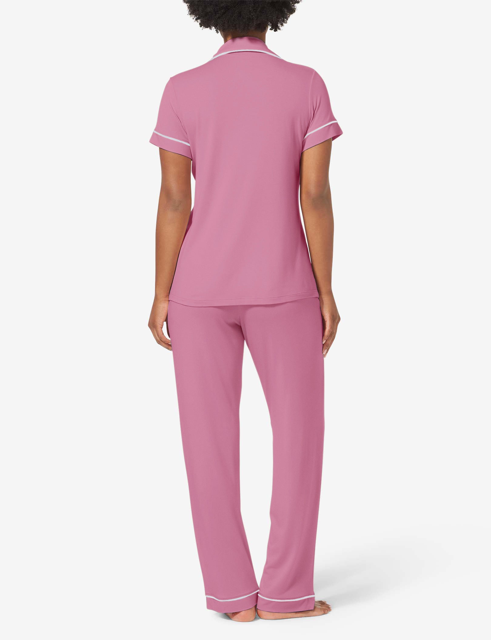 Women's Short Sleeve Top & Pant Pajama Set::Wild Rose