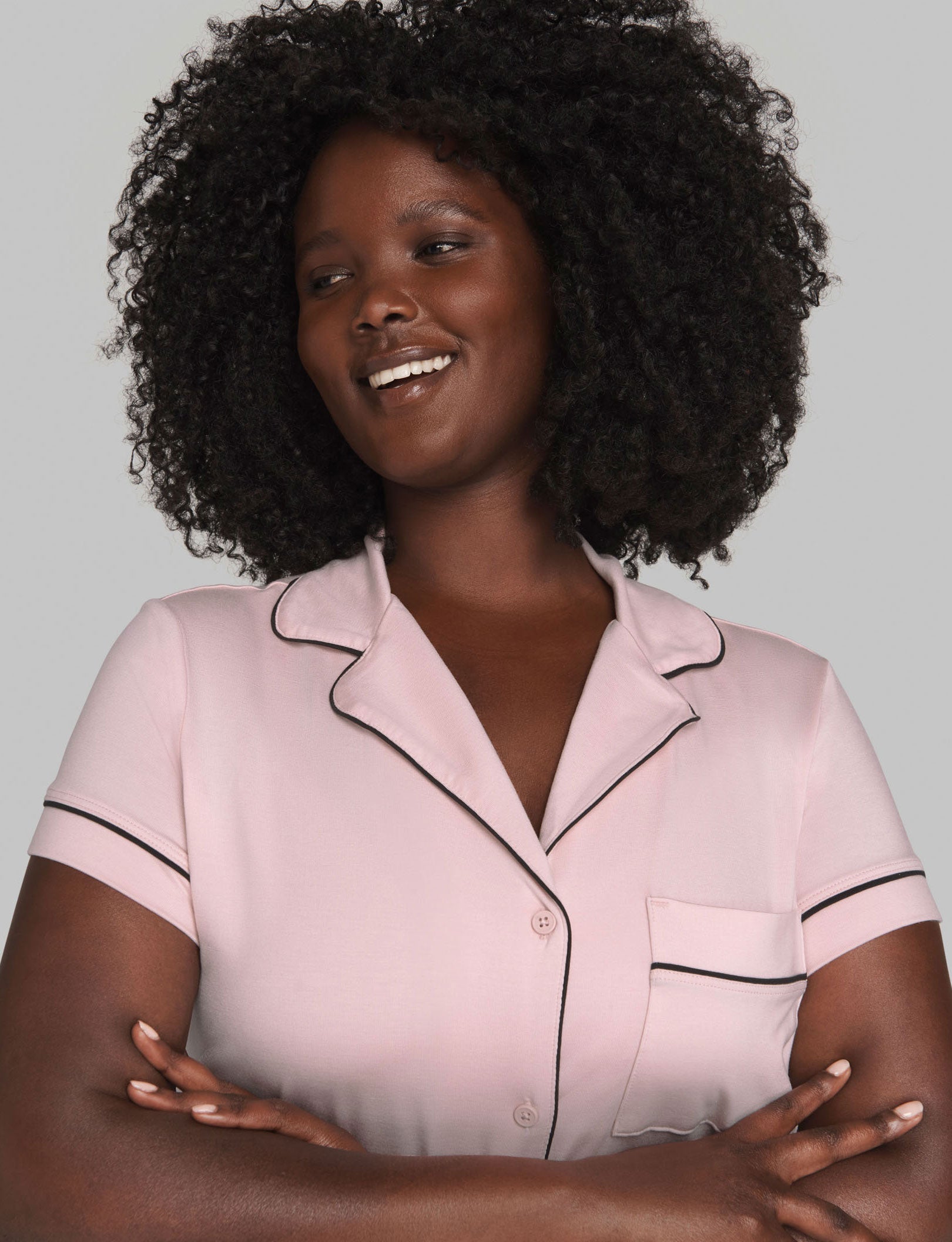 Women's Short Sleeve Top & Pant Pajama Set::Peachskin