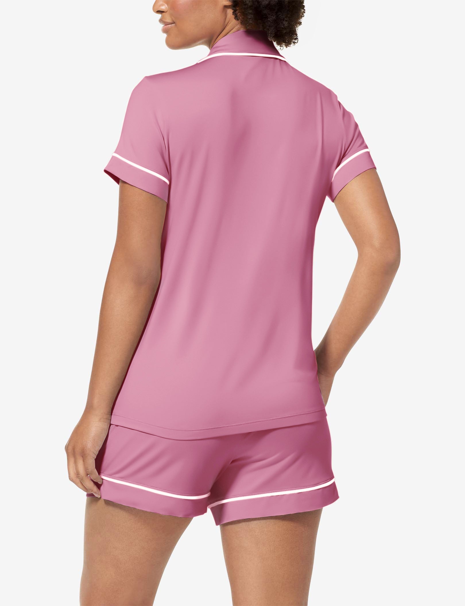 Women's Short Sleeve Top & Short Pajama Set::Wild Rose