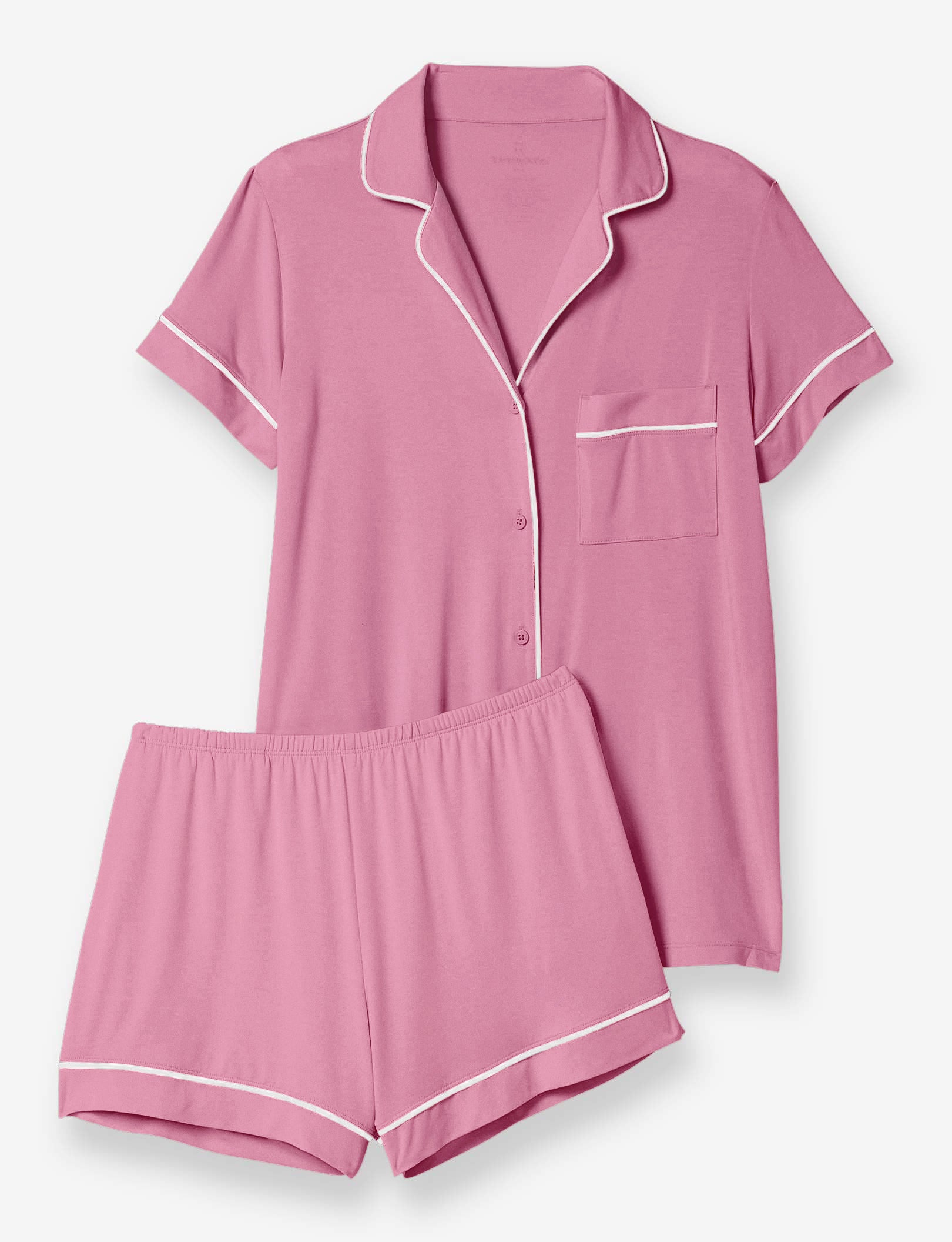 Women's Short Sleeve Top & Short Pajama Set::Wild Rose