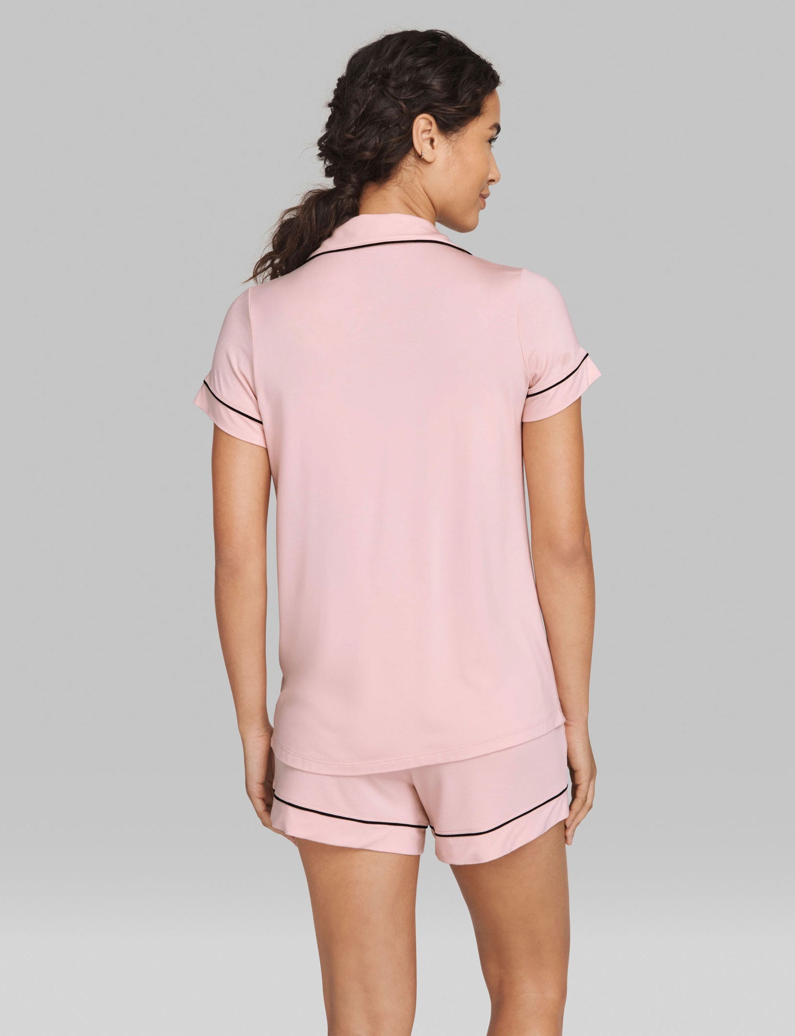 Women's Short Sleeve Top & Short Pajama Set::Peachskin