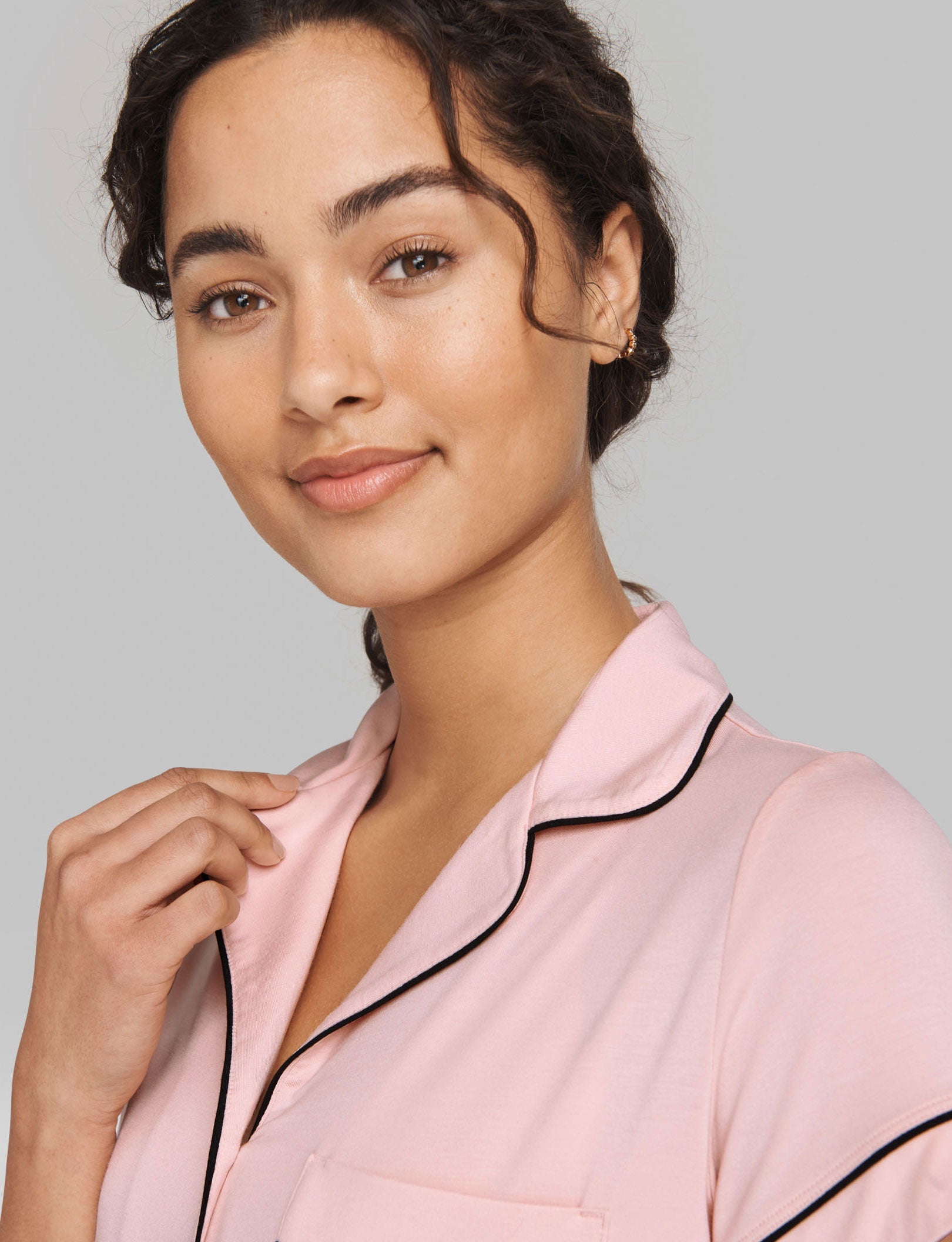 Women's Short Sleeve Top & Short Pajama Set::Peachskin