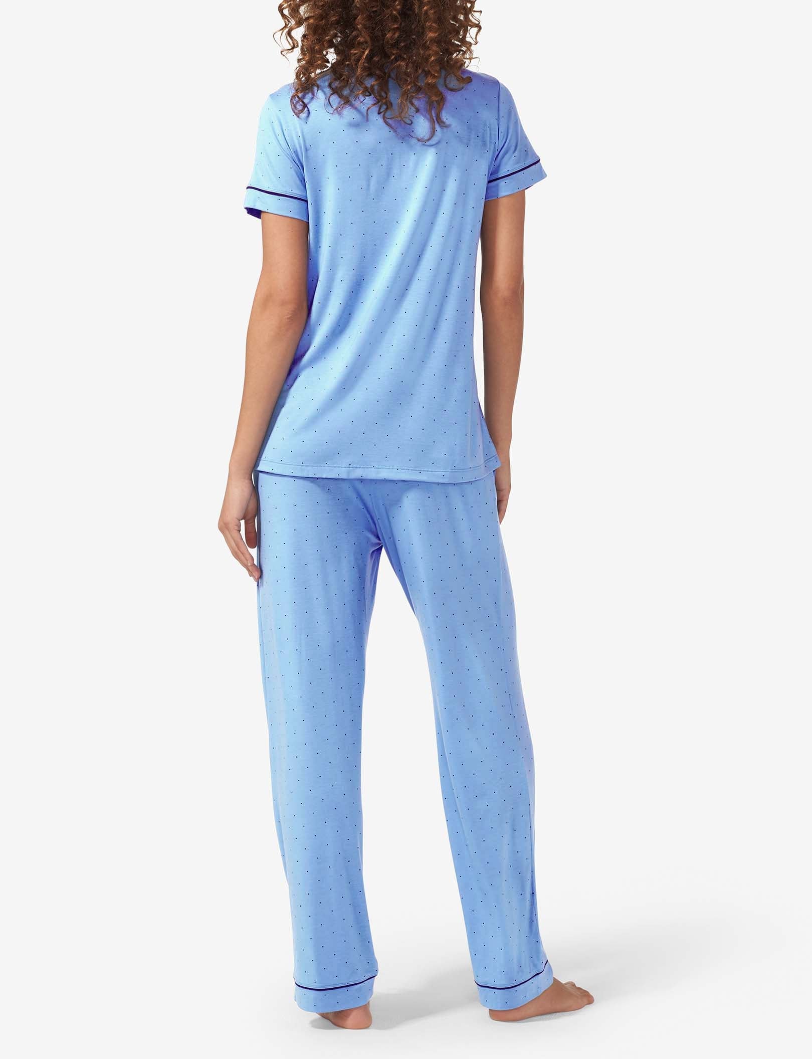 Women's Short Sleeve Top & Pant Pajama Set::Regatta Mini Polka Dot