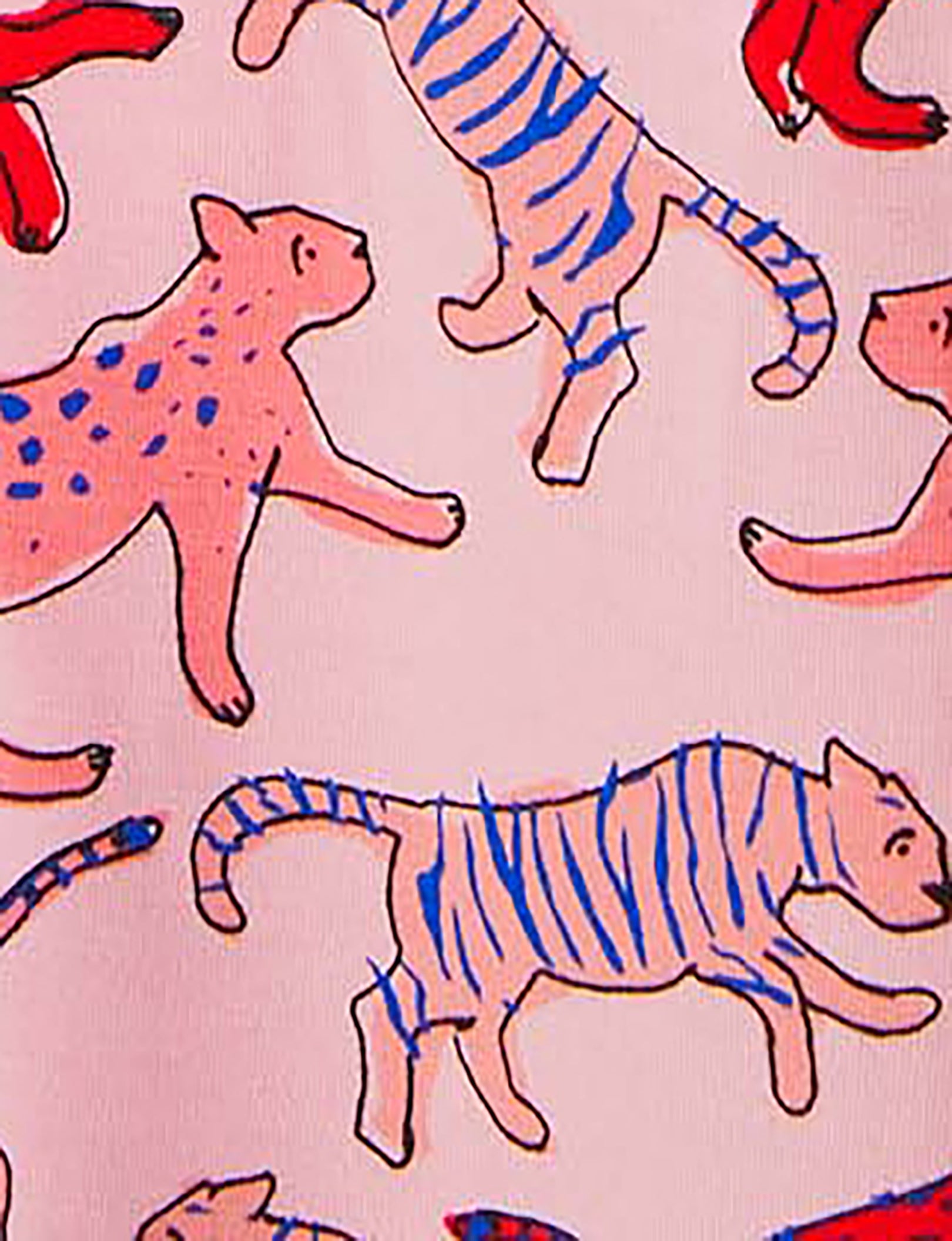 Women's Short Sleeve Top & Pant Pajama Set::Blush Big Cat