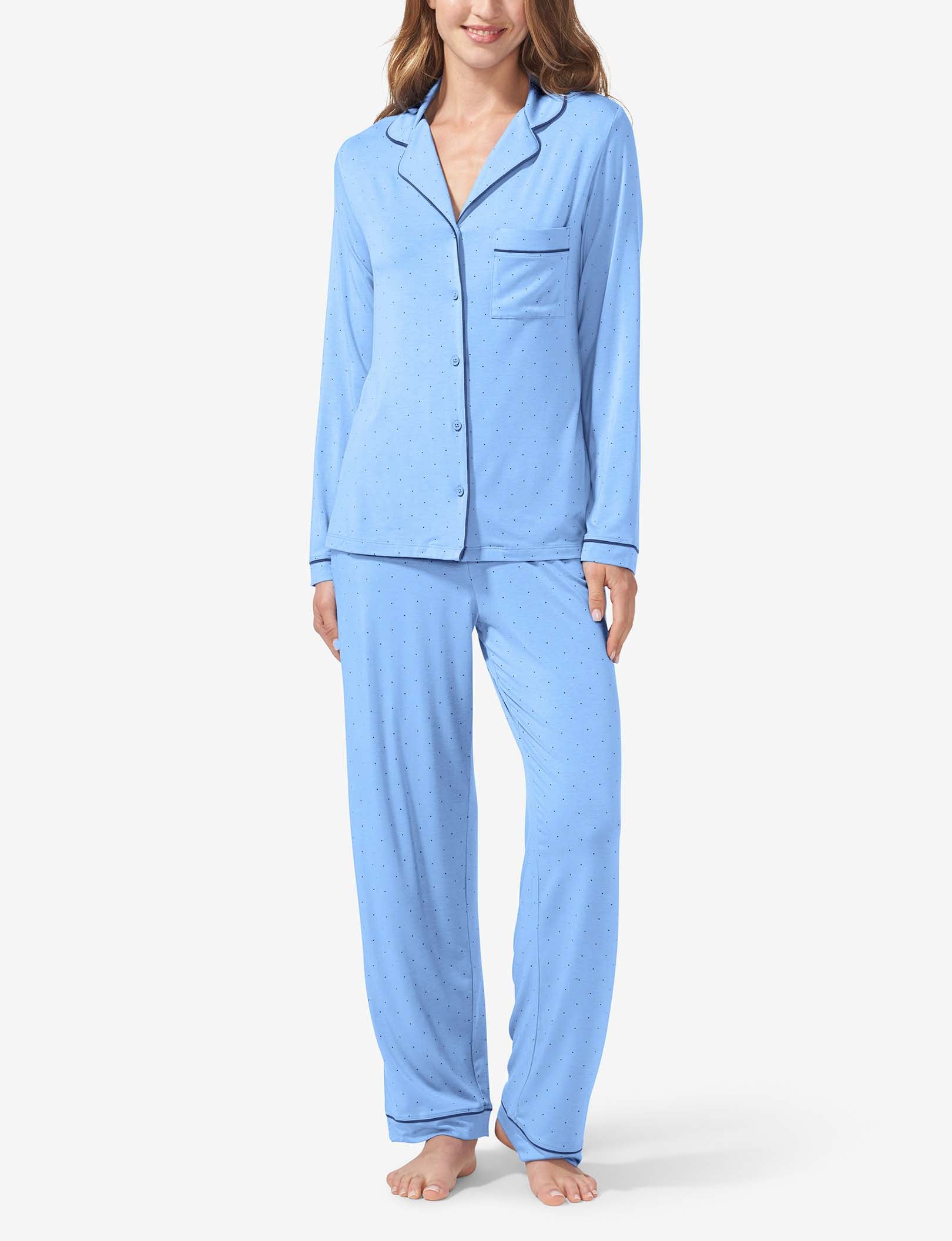 Women's Long Sleeve Top & Pant Pajama Set::Regatta Mini Polka Dot