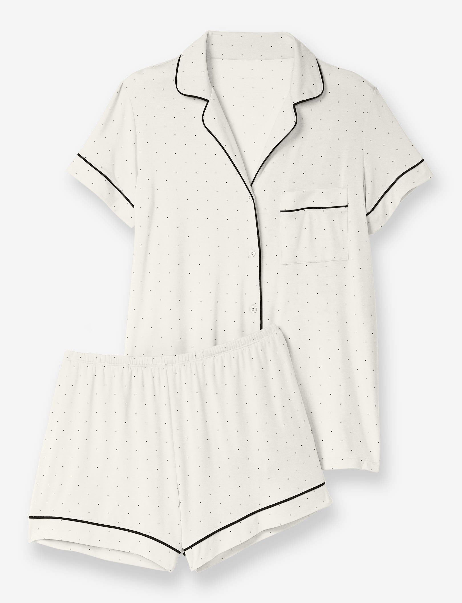 Women's Short Sleeve Top & Short Pajama Set::Snow White Mini Polka Dot