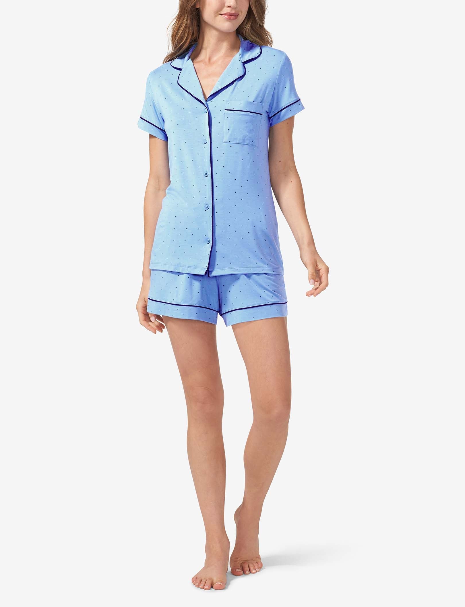 Women's Short Sleeve Top & Short Pajama Set::Regatta Mini Polka Dot