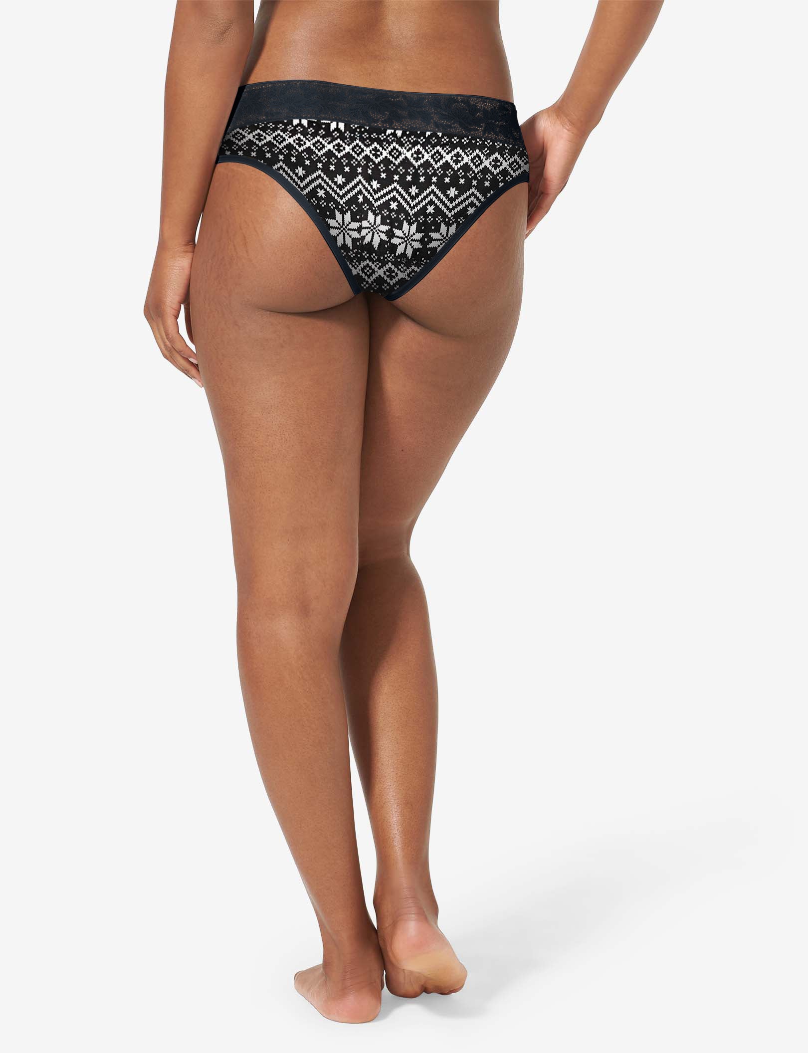 Women's Second Skin Cheeky, Lace Waist::Black Vintage Sweater Lace Waist