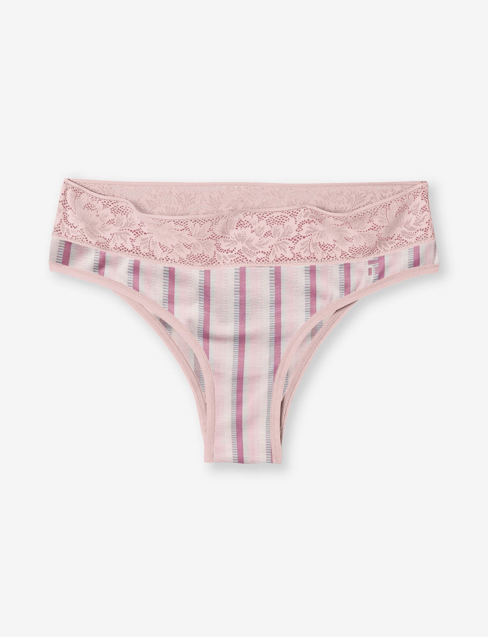 Women's Second Skin Cheeky, Lace Waist::Foxglove Fringe Stripe Lace Waist