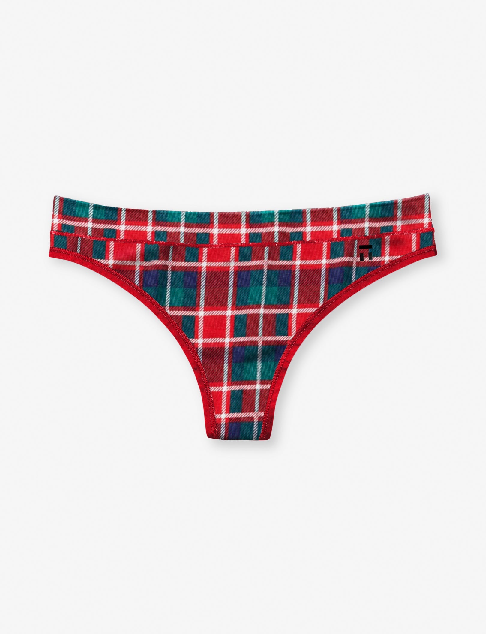 Women's Second Skin Thong::Haute Red Fireplace Plaid