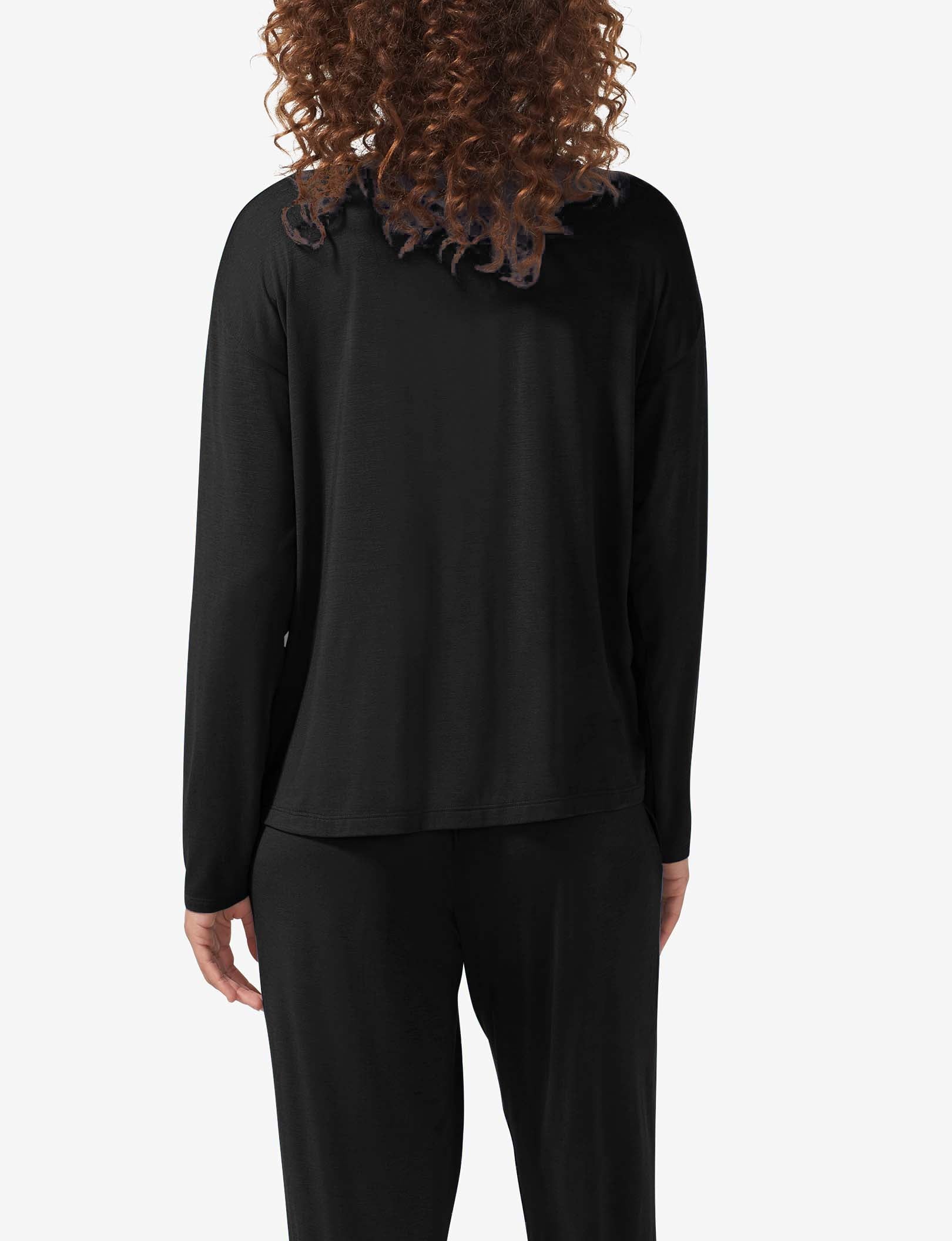 Women's Second Skin Long Sleeve Sleep Tee::Black