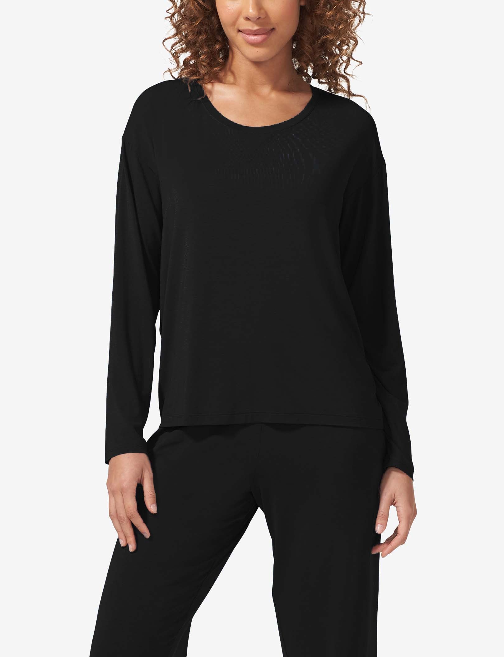 Women's Second Skin Long Sleeve Sleep Tee::Black