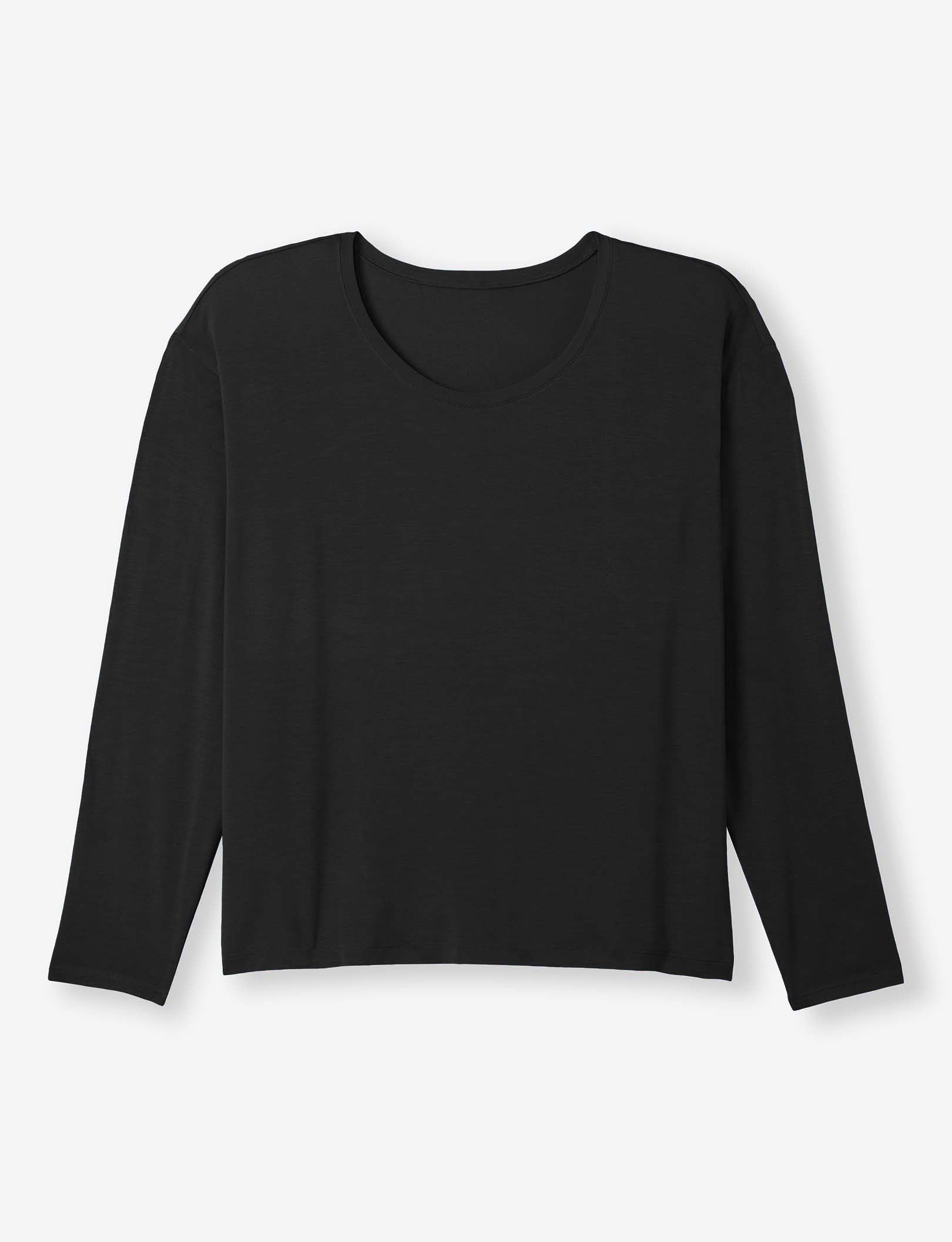 Women's Second Skin Long Sleeve Sleep Tee::Black
