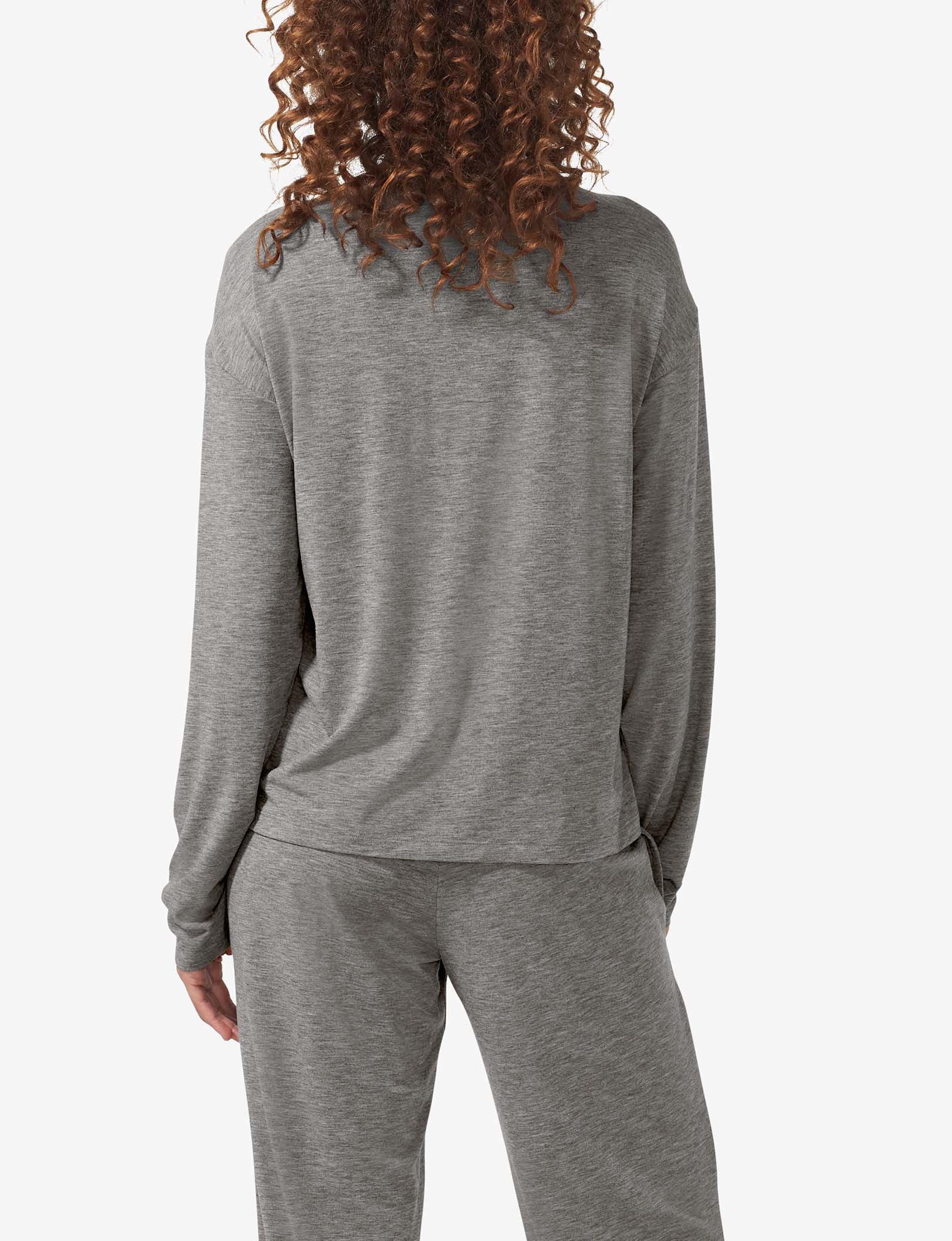 Women's Second Skin Long Sleeve Sleep Tee::Medium Heather Grey