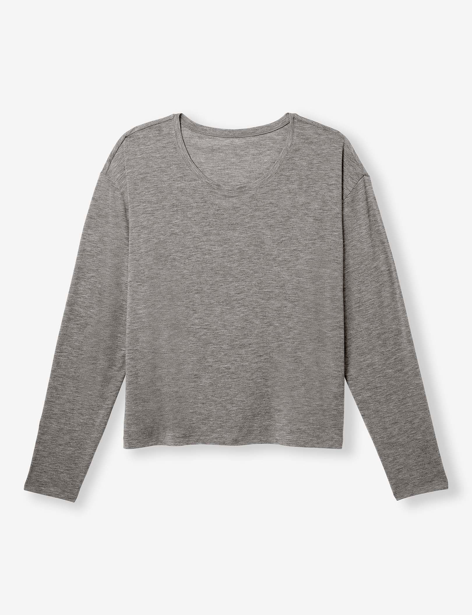 Women's Second Skin Long Sleeve Sleep Tee::Medium Heather Grey