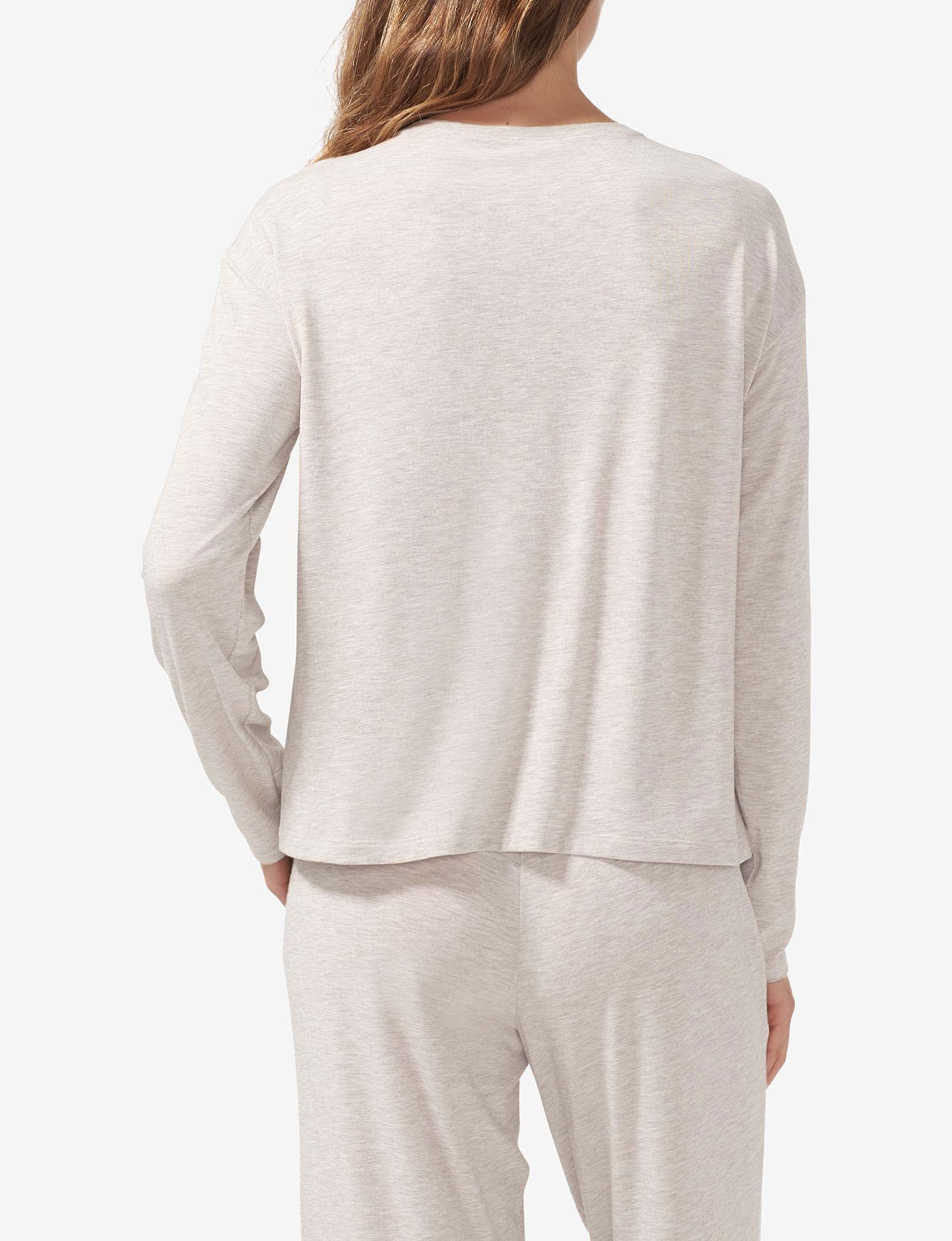 Women's Second Skin Long Sleeve Sleep Tee::Dove Heather