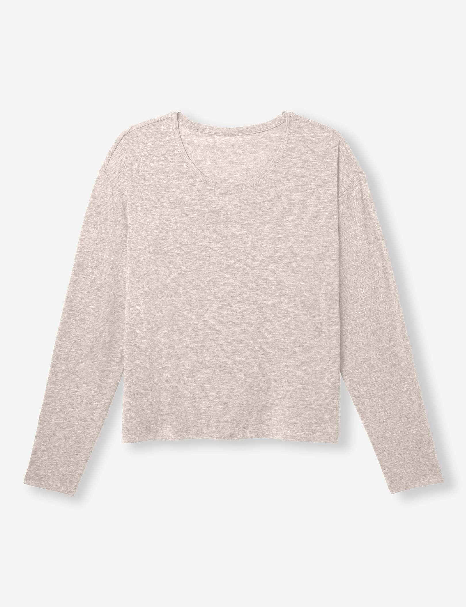Women's Second Skin Long Sleeve Sleep Tee::Dove Heather