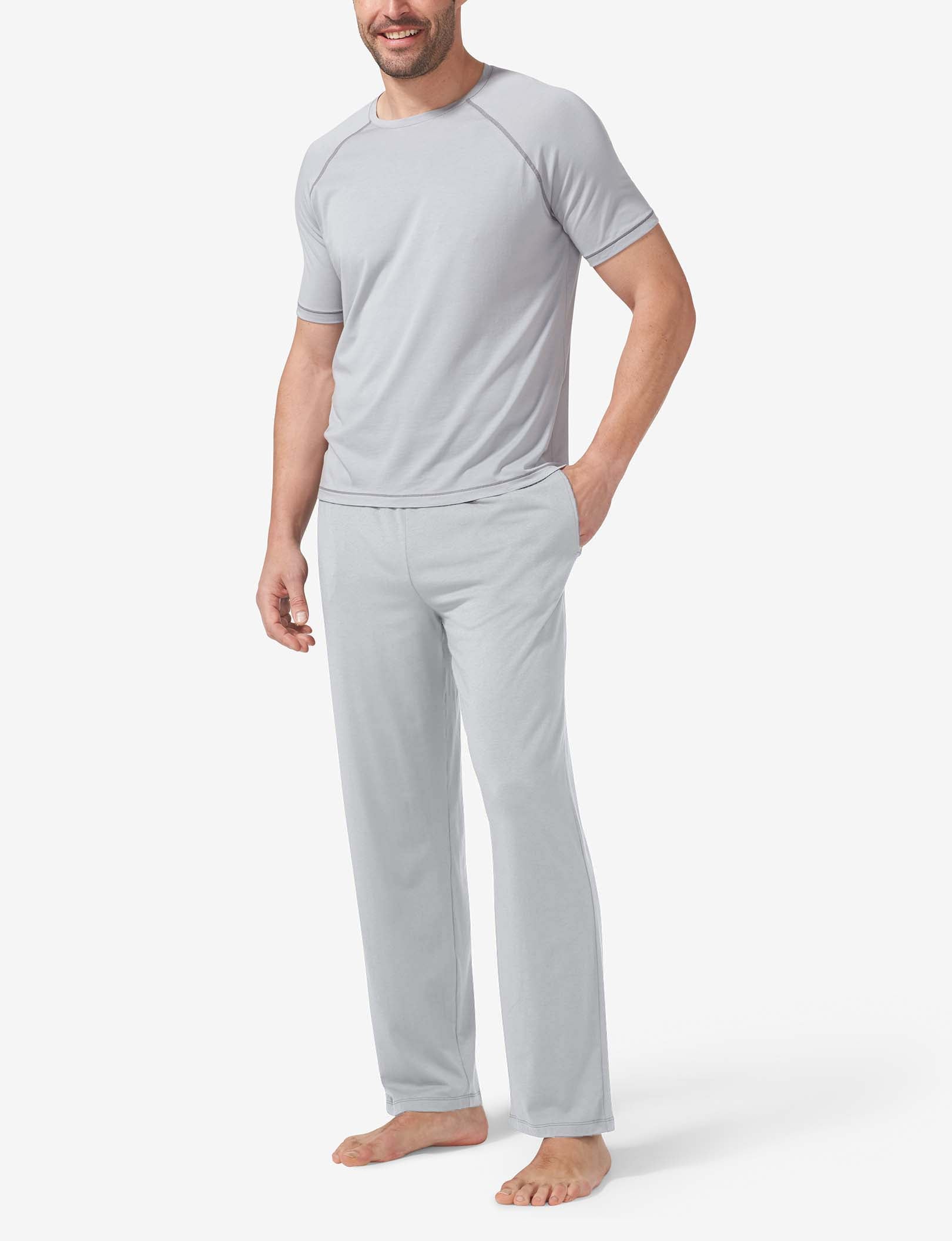 Essential Short Sleeve Tee and Pant Pajama Set::Quarry