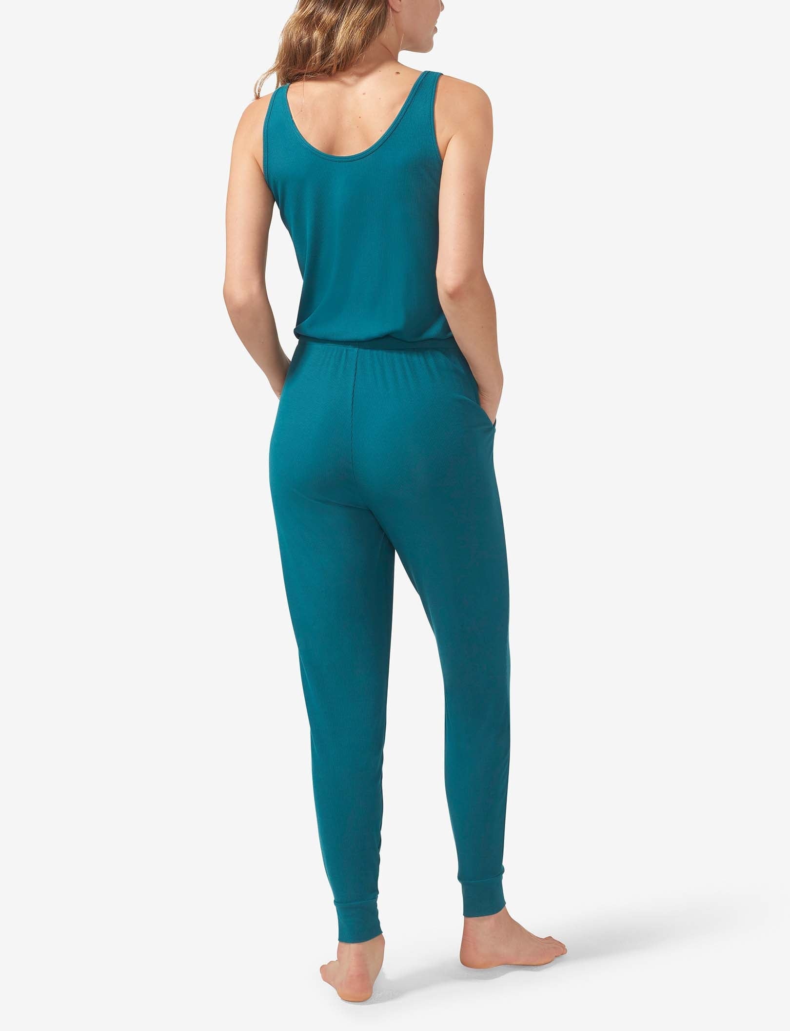 Women's Second Skin Micro Rib Jumpsuit::Deep Teal