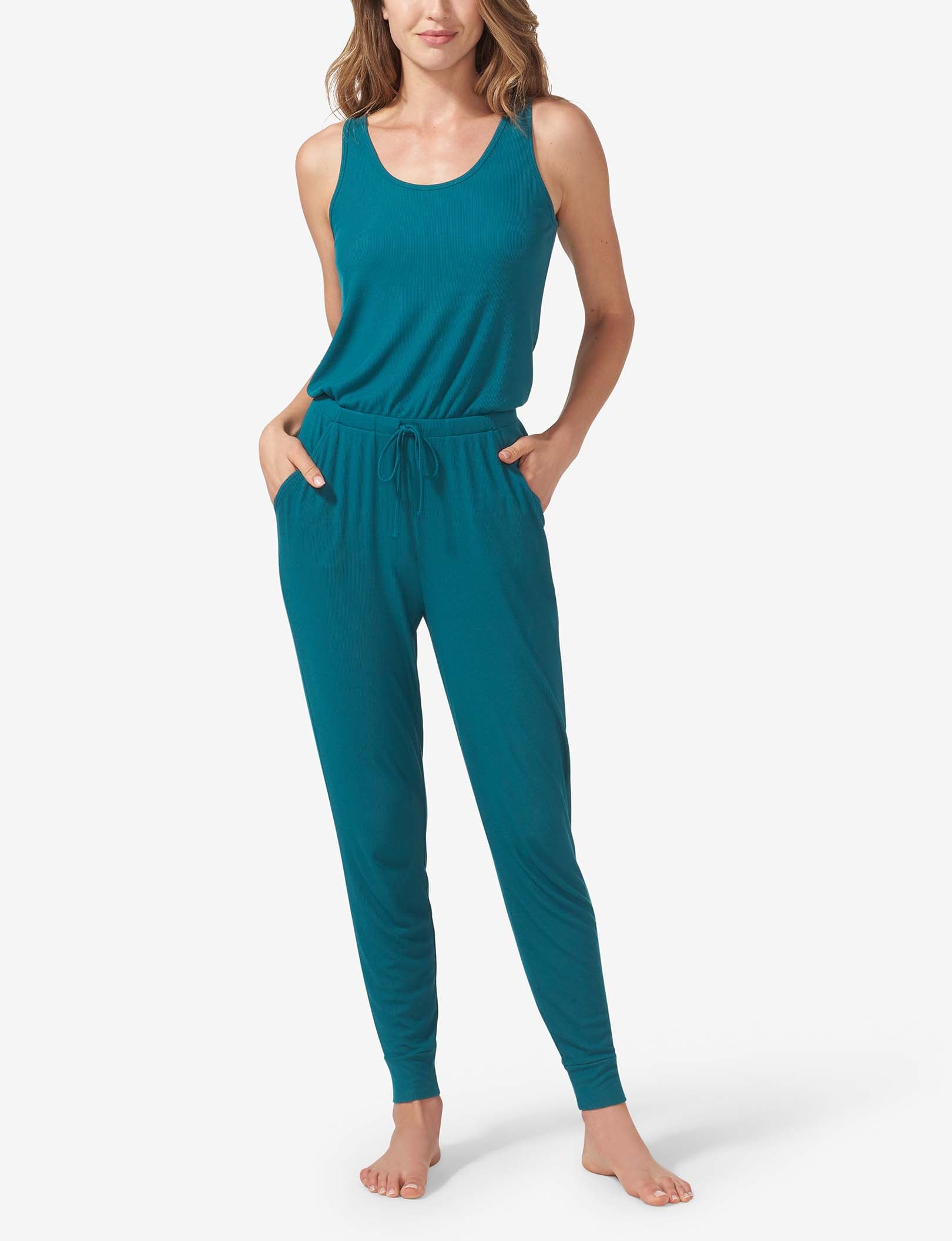 Women's Second Skin Micro Rib Jumpsuit::Deep Teal