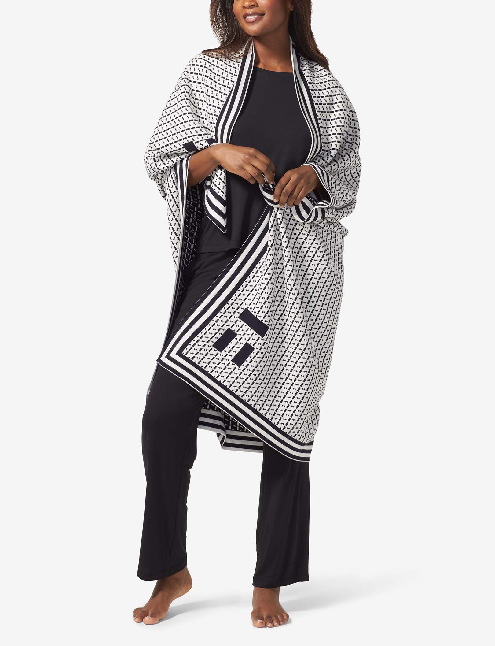 Women's Sweater Throw Blanket::Deep Well/Coconut Milk