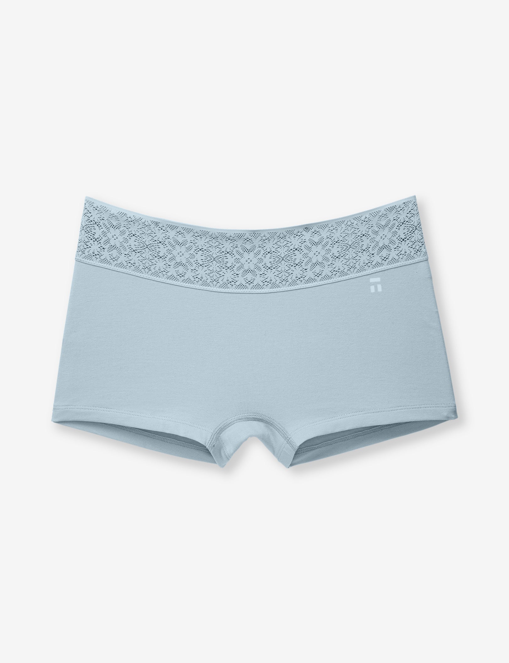 Women's Cool Cotton Boyshort, Lace Waist::Plein Air Lace Waist
