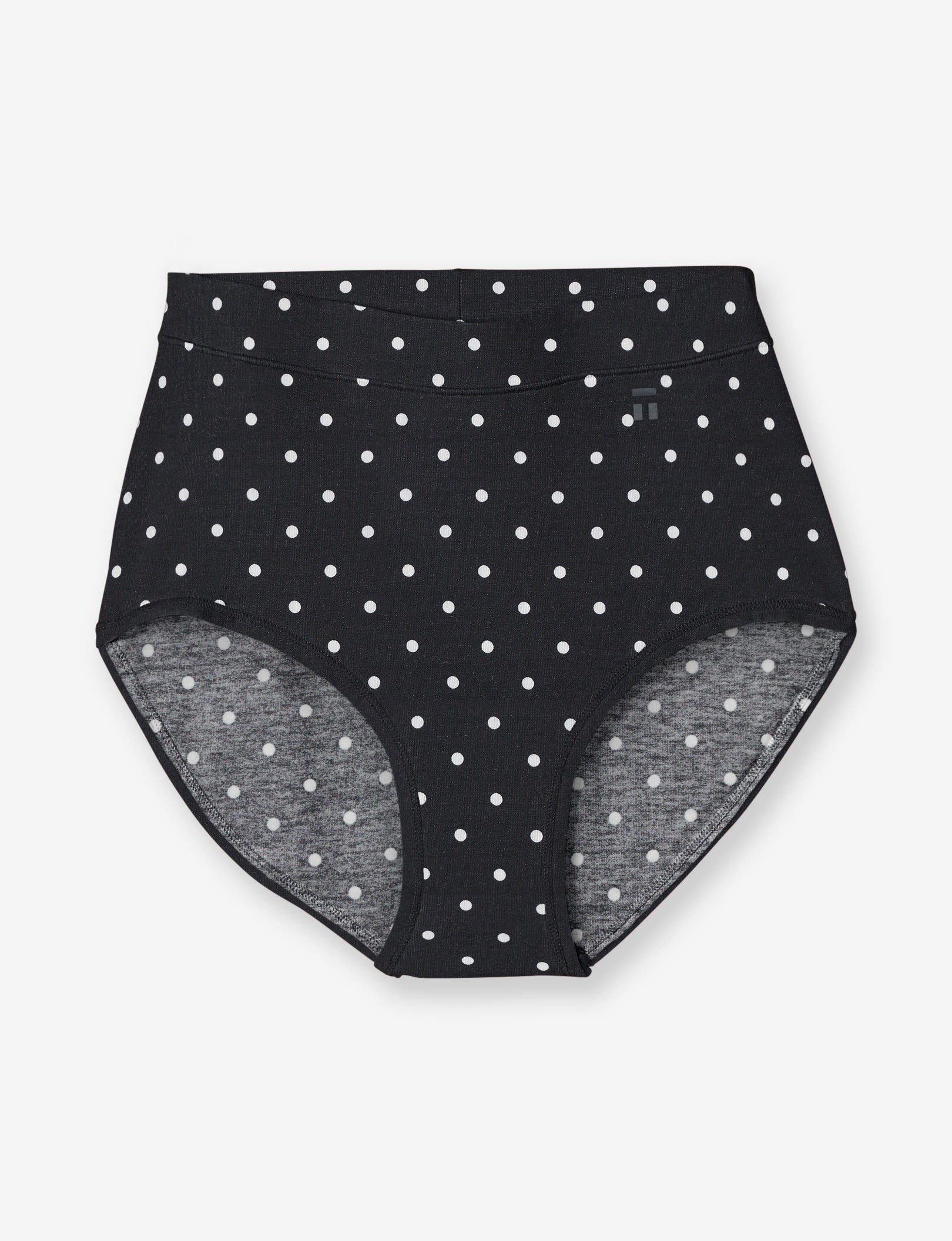 Women's Cool Cotton High Rise Brief::Black Polka Dot