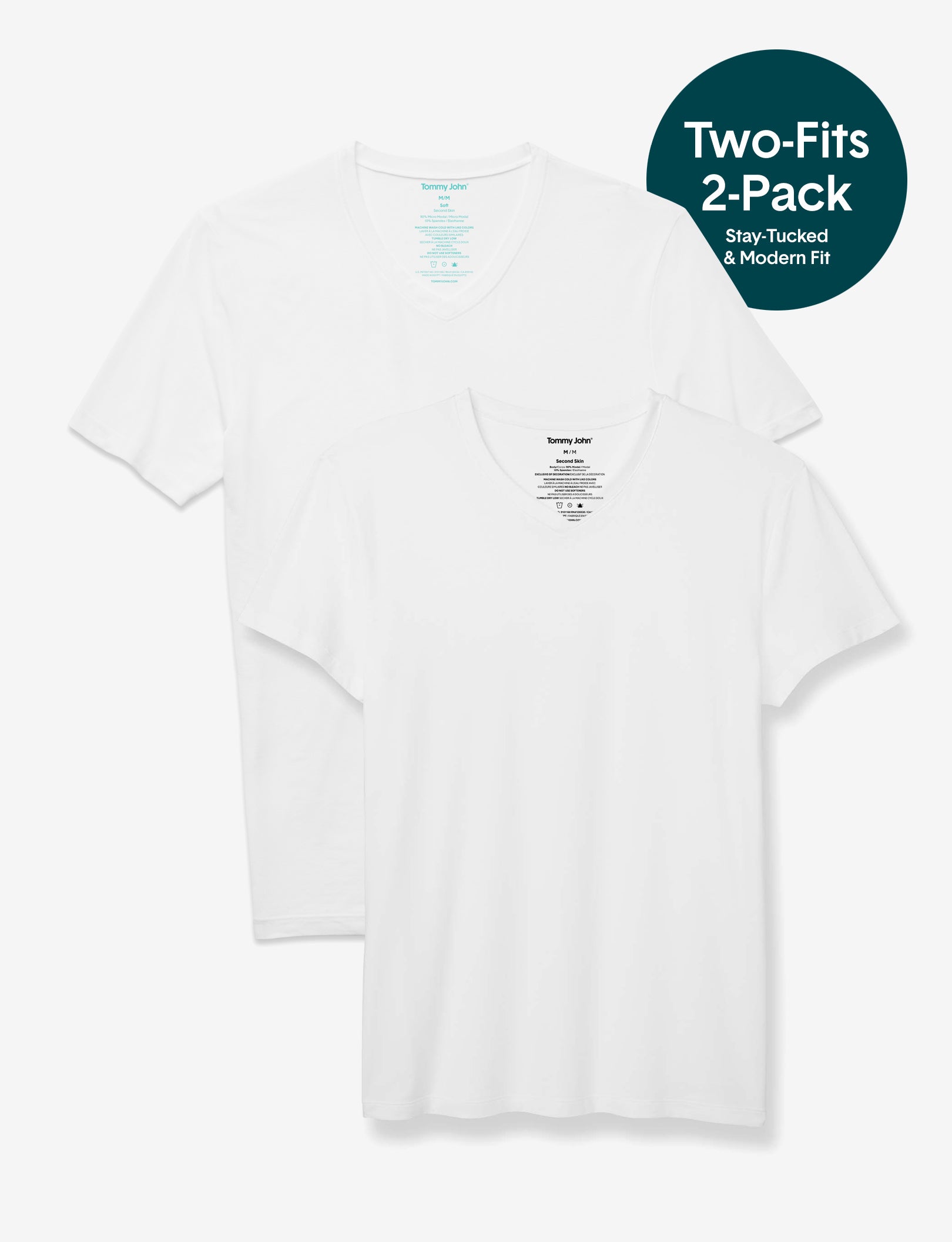 Second Skin High V-Neck Undershirt Starter Pack::White