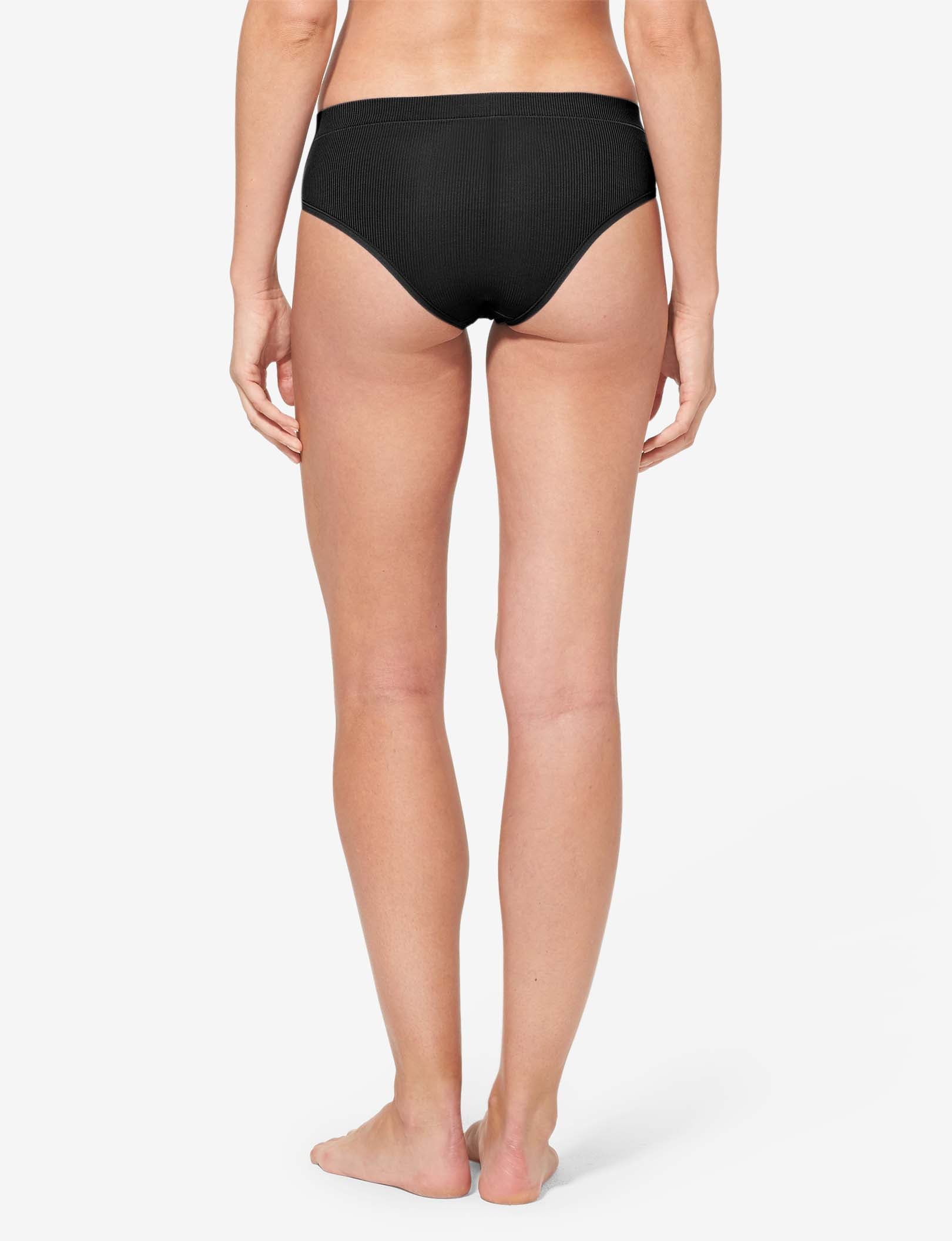 Women's Second Skin Cheeky, Micro Rib::Black Micro Rib