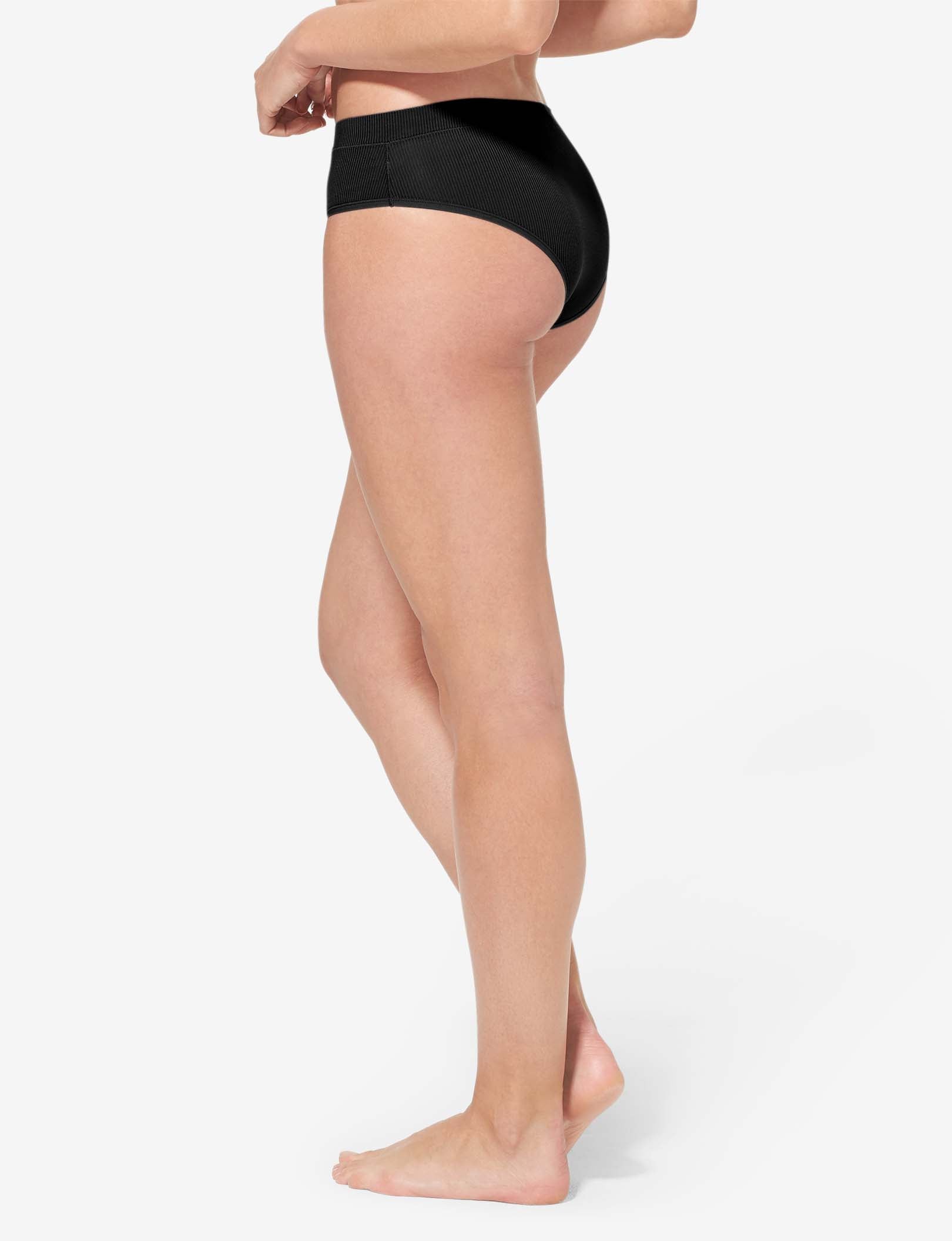 Women's Second Skin Cheeky, Micro Rib::Black Micro Rib