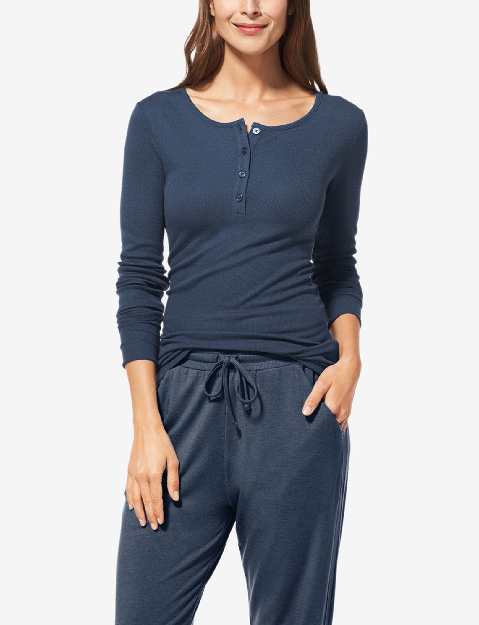 Women's Lounge Henley::Dress Blues Heather